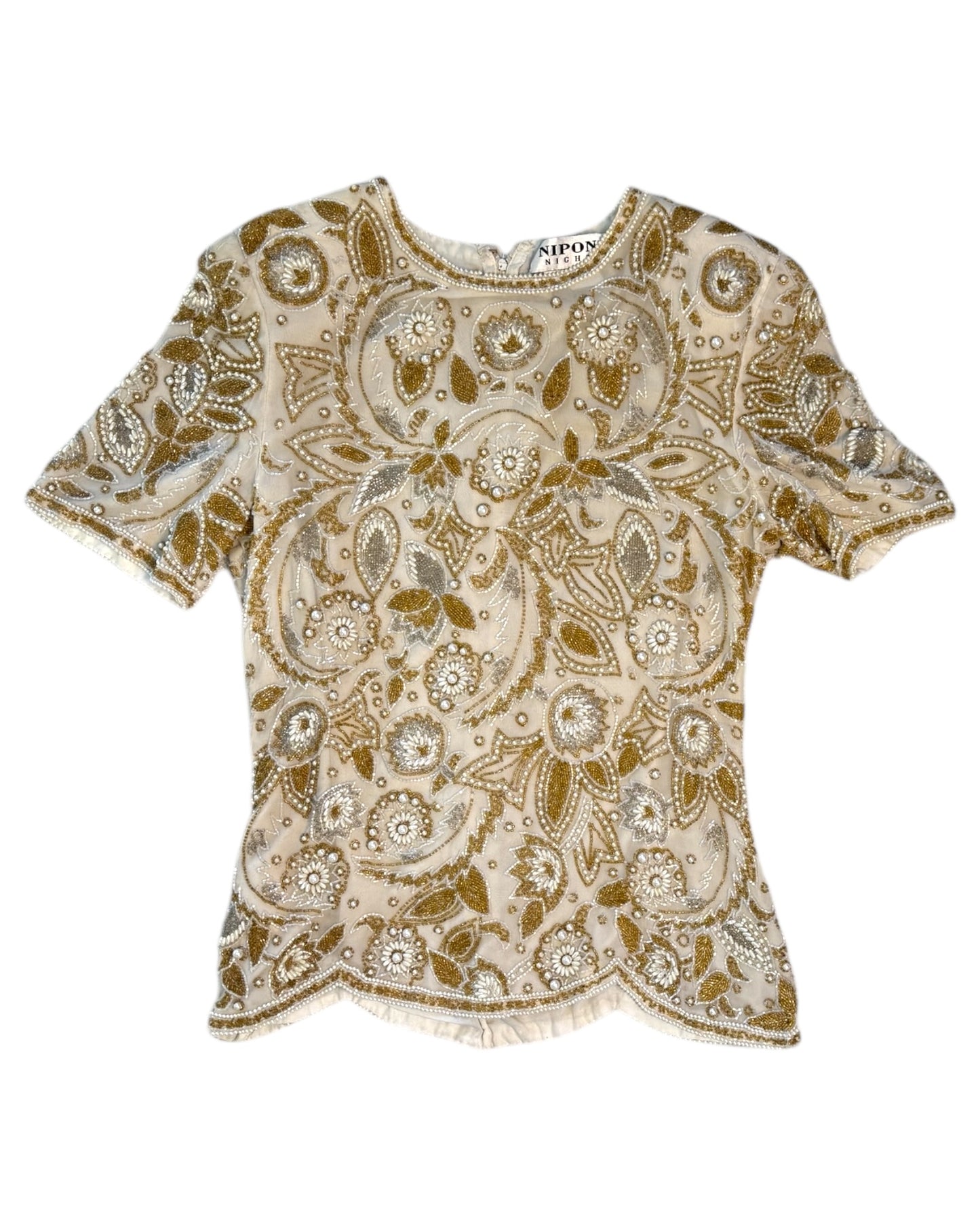 Vintage Nipon Gold Beaded Blouse