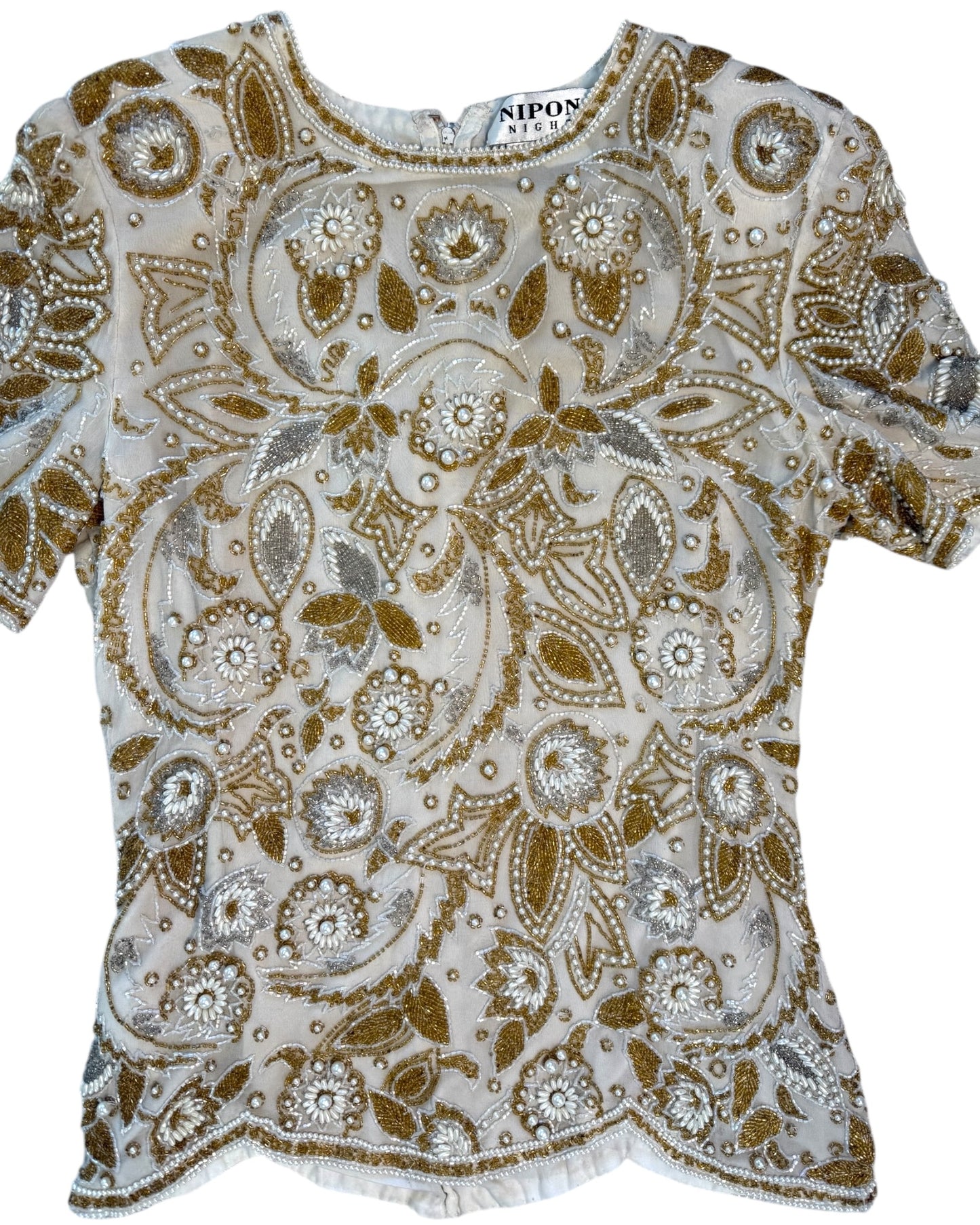 Vintage Nipon Gold Beaded Blouse