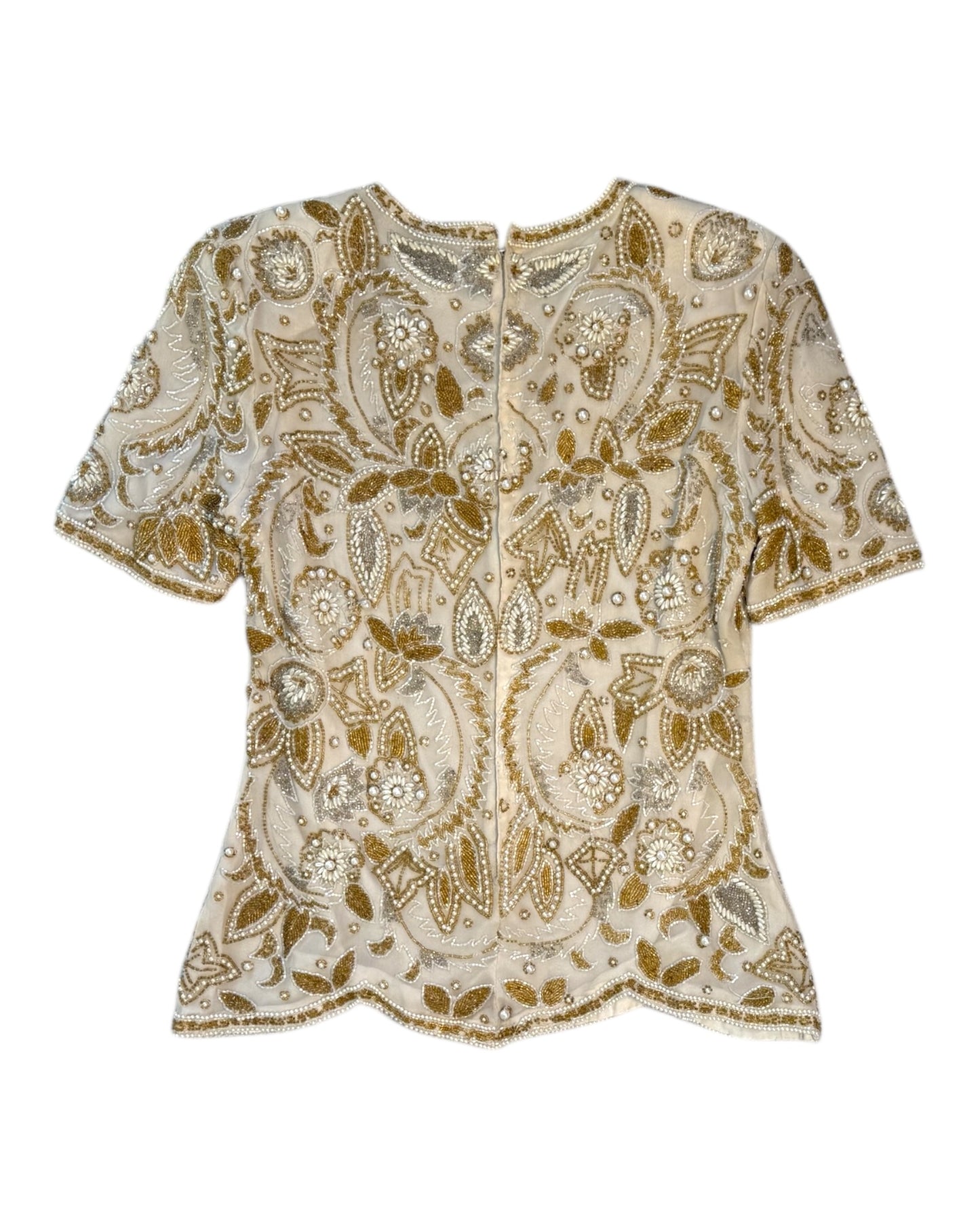 Vintage Nipon Gold Beaded Blouse