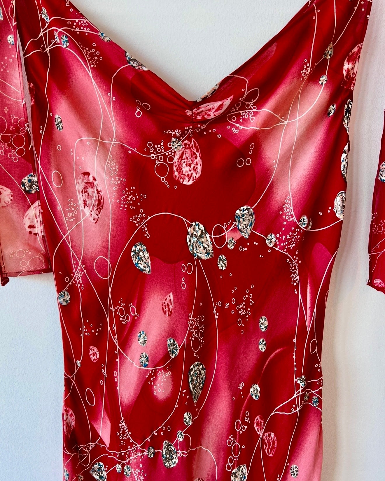 Vintage Diane Von Furstenberg Red Diamond Slip Dress
