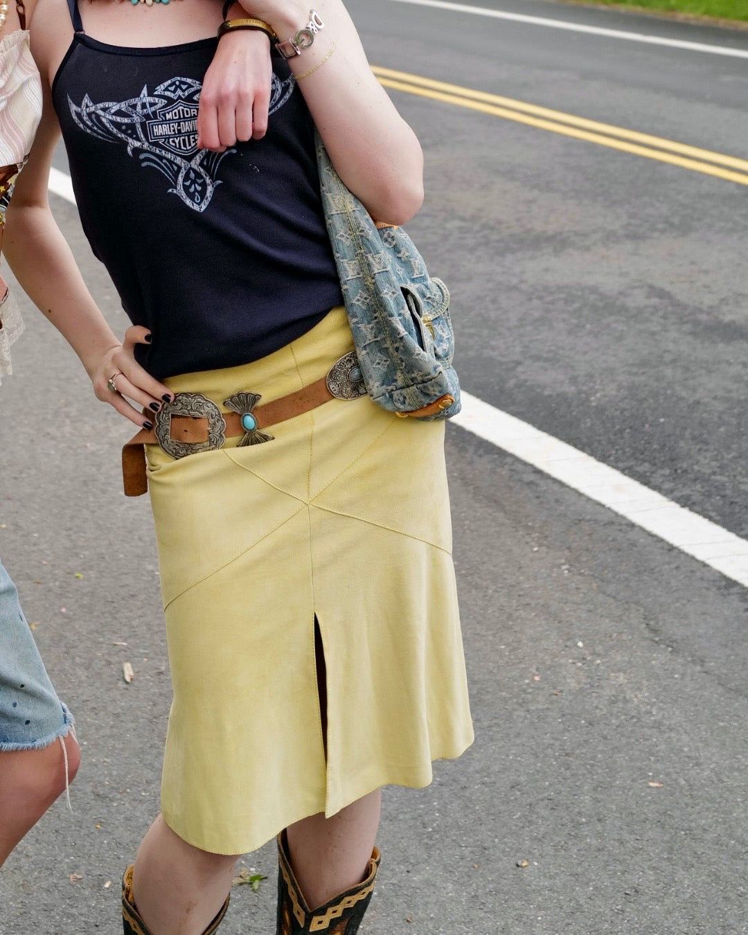 Vintage Valentino Suede Knee-Length Skirt