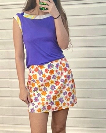 Vintage Emilio Pucci Purple Silk Boat Neck Blouse