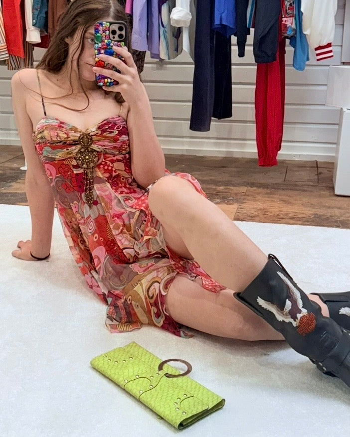 Vintage Sue Wong Silk Handkerchief Anime Dress