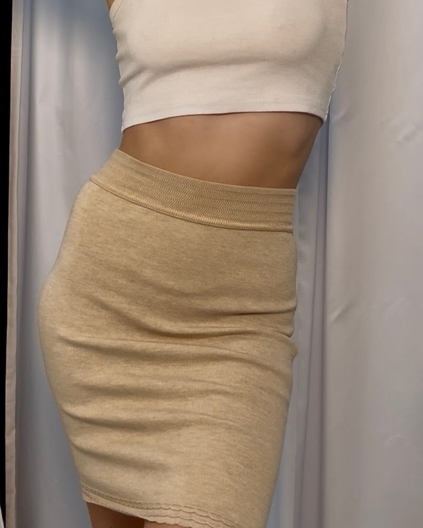 Vintage 1990s Alaïa Tan Knit Skirt