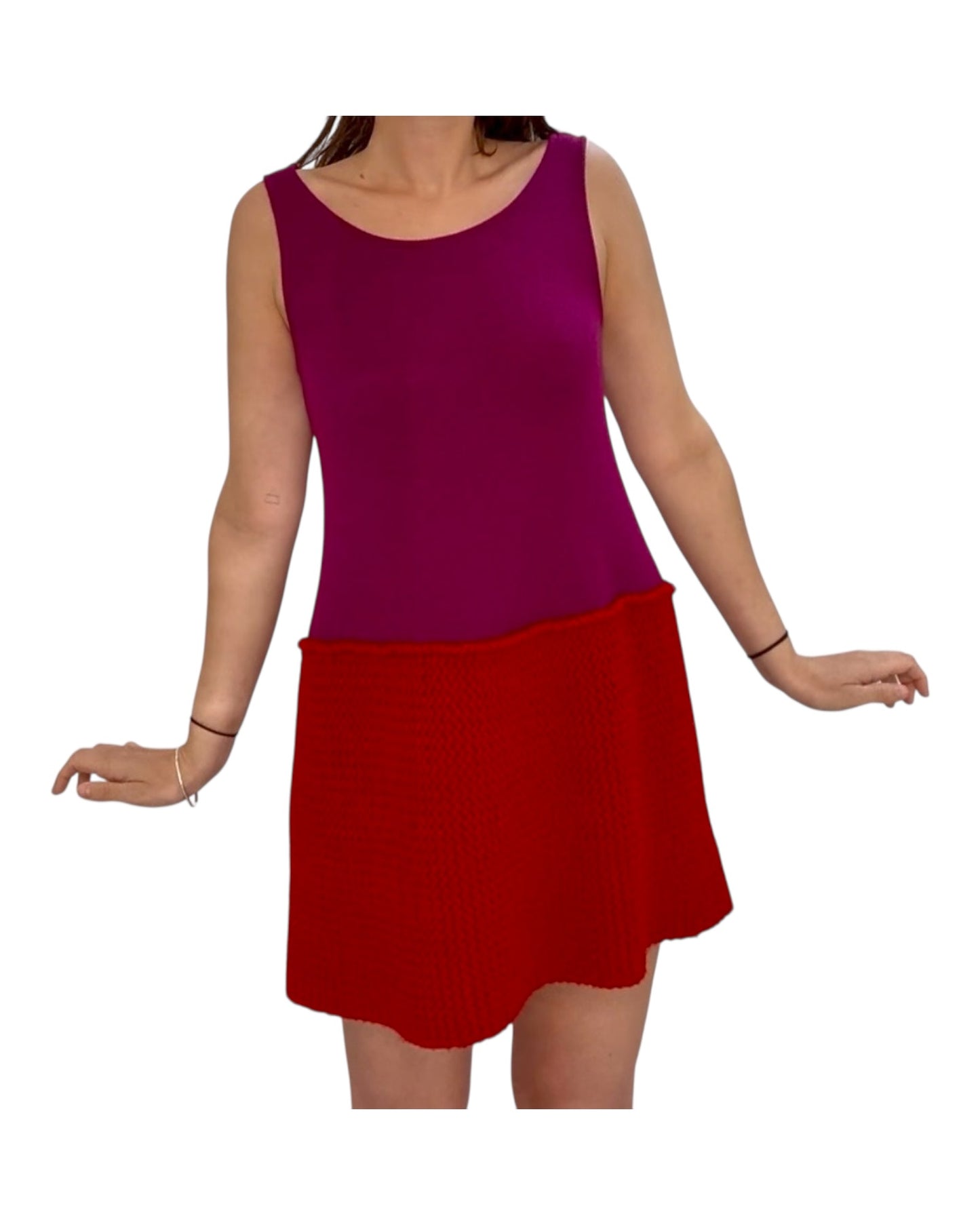 Vintage 2000s Moschino Red and Purple Knit Dress