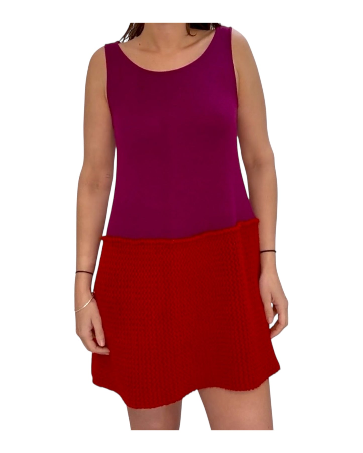 Vintage 2000s Moschino Red and Purple Knit Dress