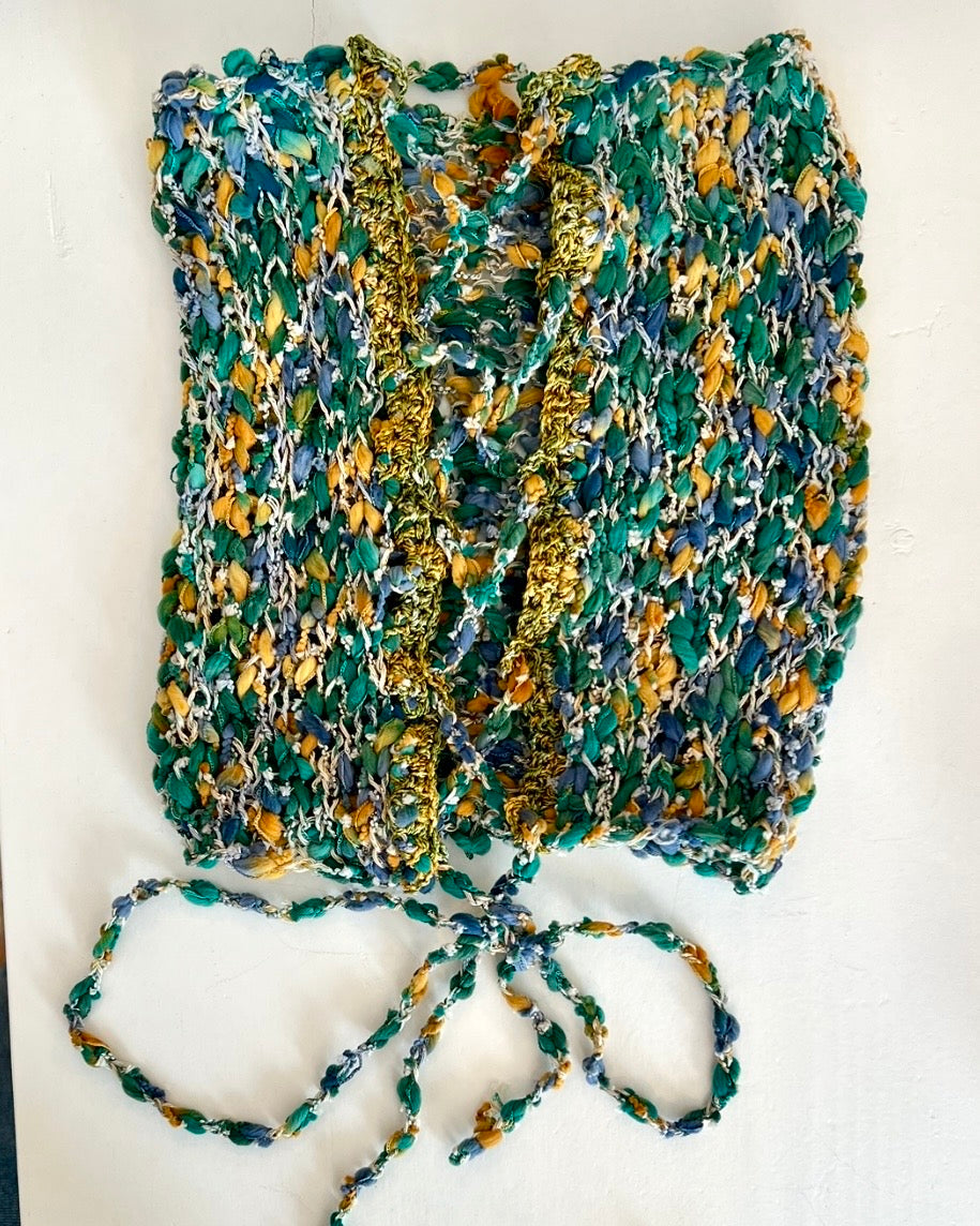 SED PAZ Hand-Knit Green Strapless Adjustable Corset Top
