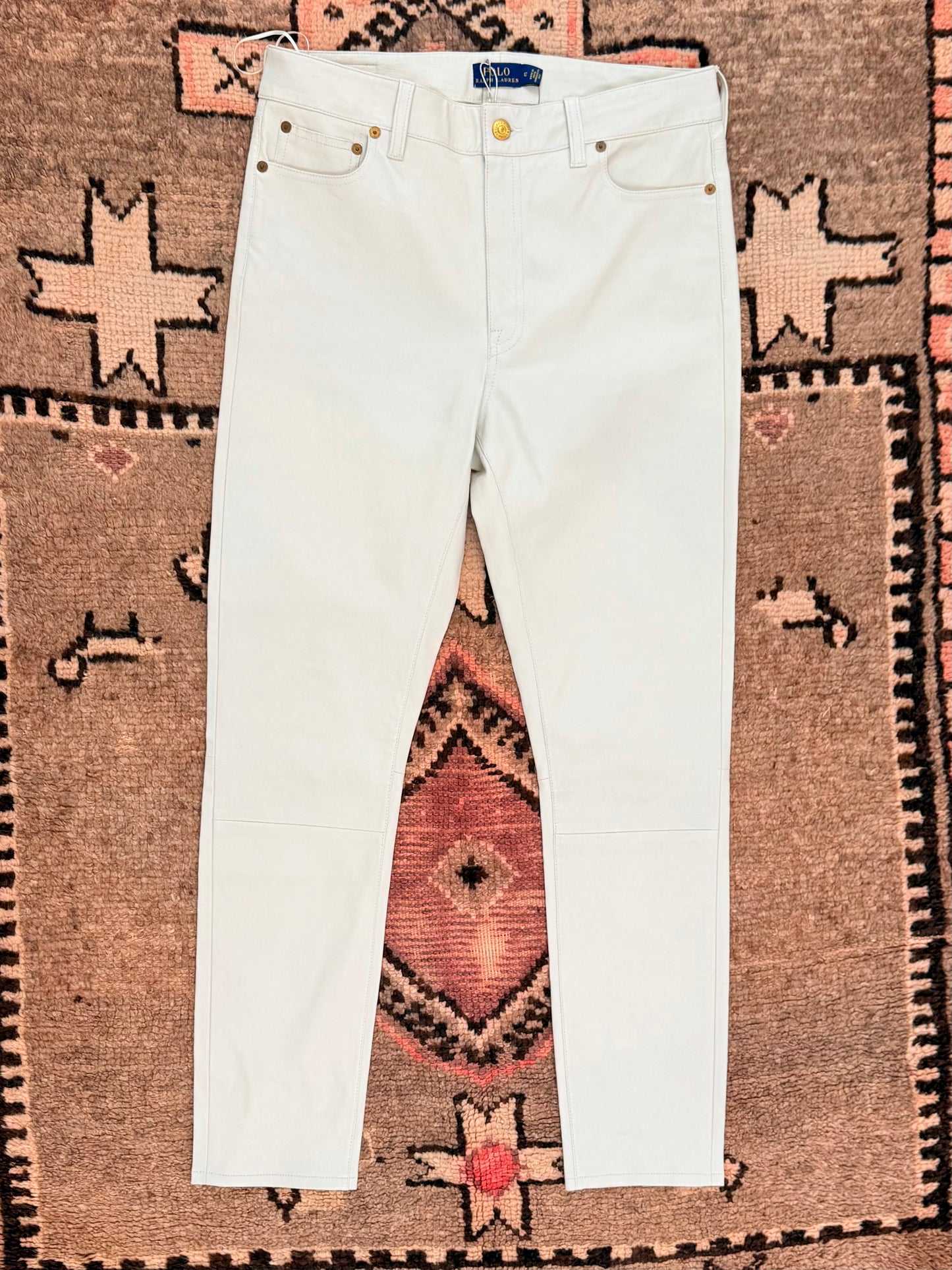Pre-Loved POLO Ralph Lauren White Leather Skinny Pants