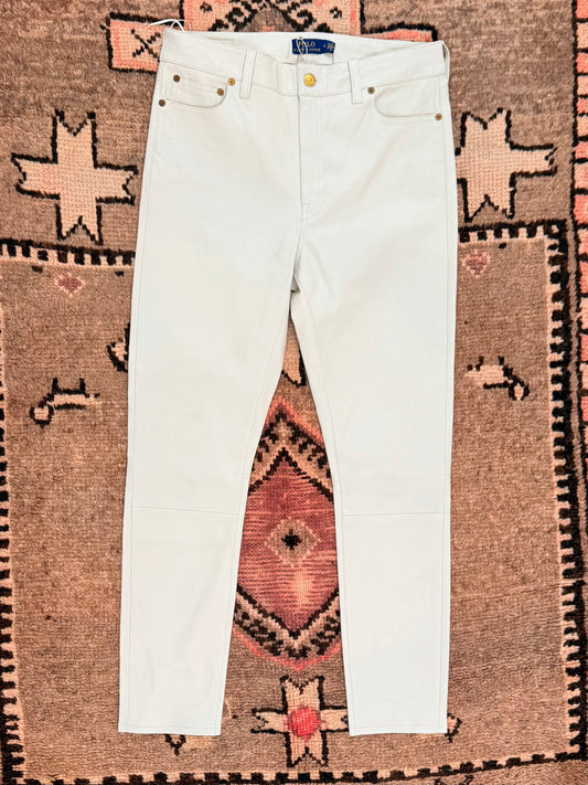 Pre-Loved POLO Ralph Lauren White Leather Skinny Pants