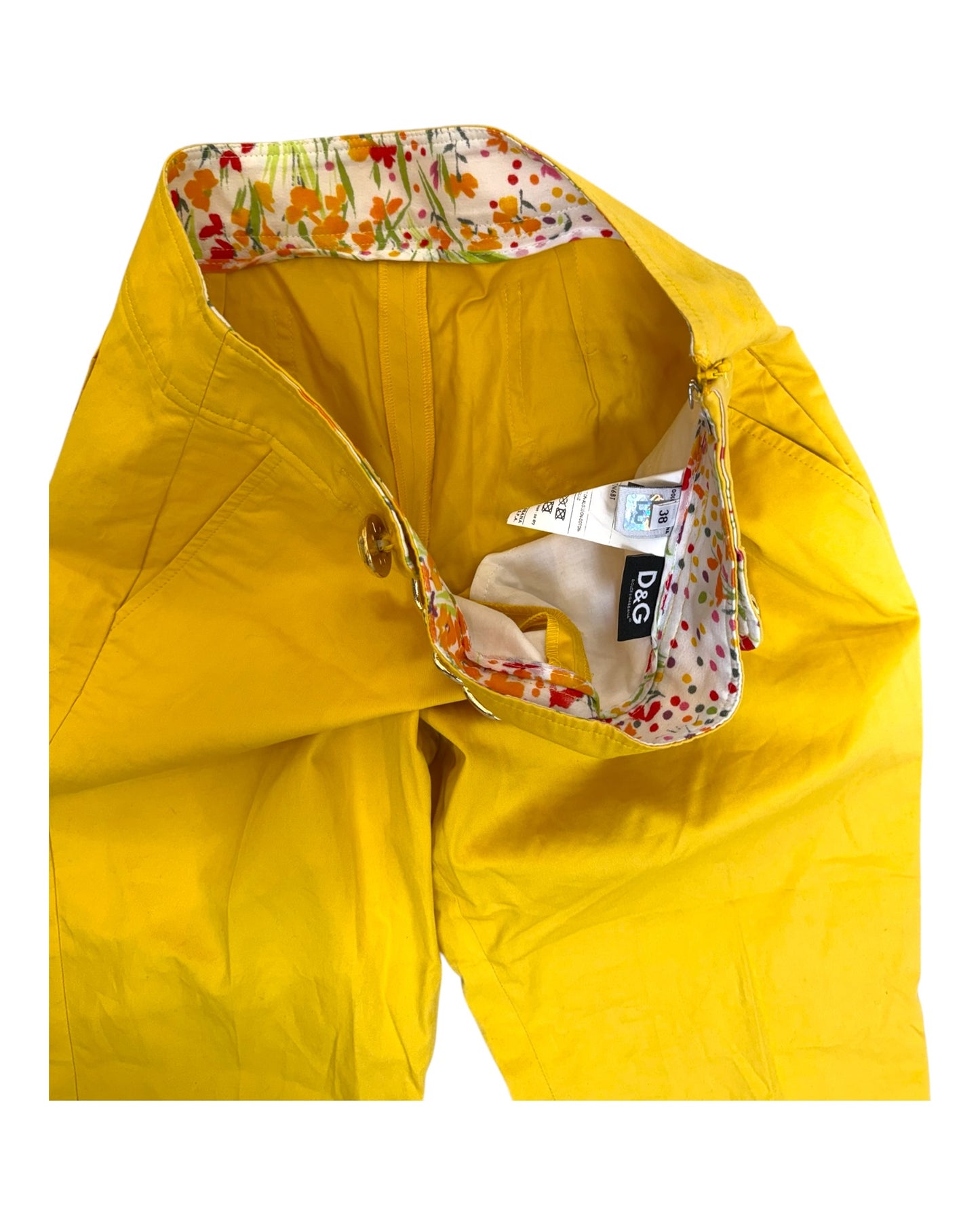 Vintage D&G Yellow Capri Shorts