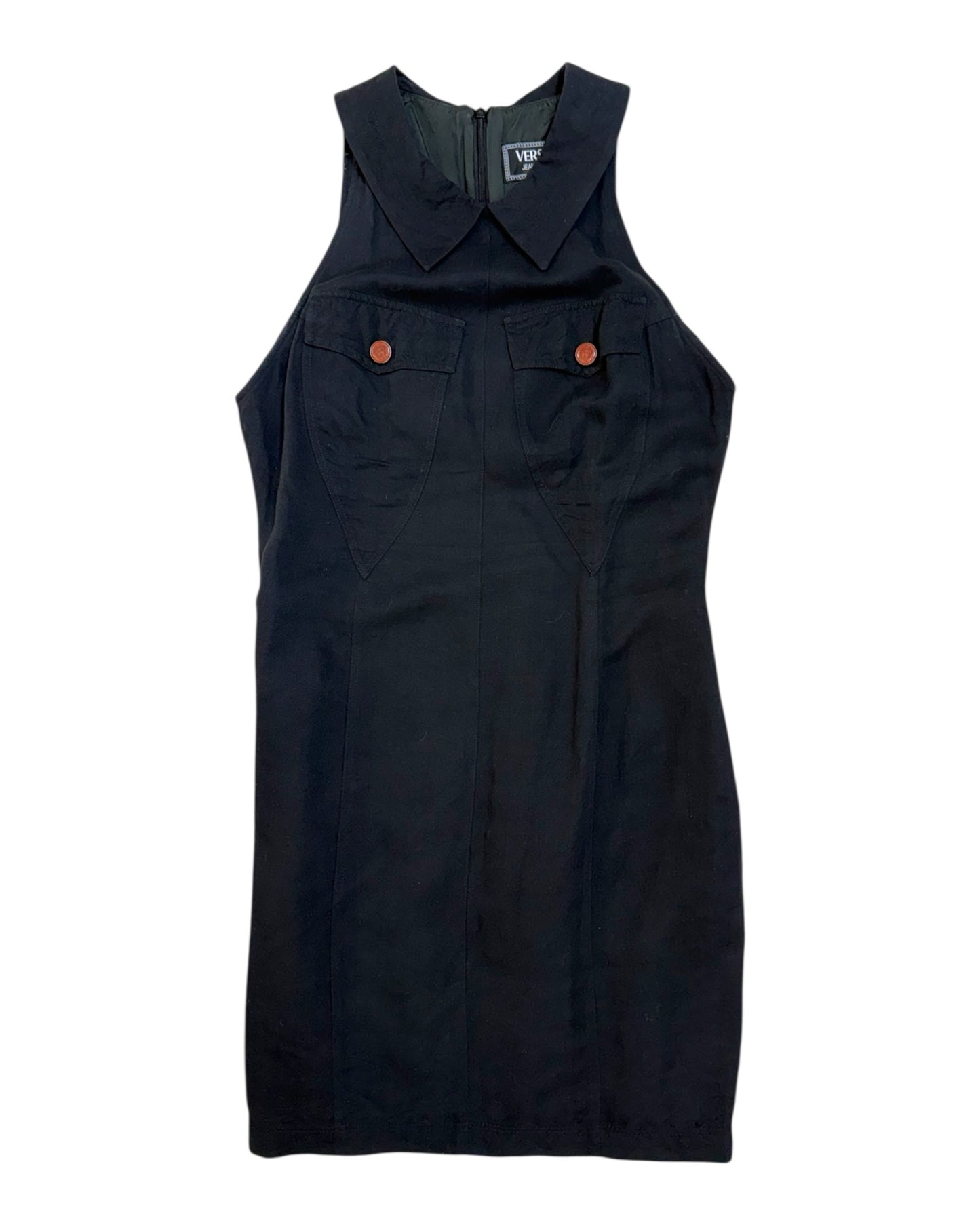 Vintage 1990 Versace Black Mini Dress