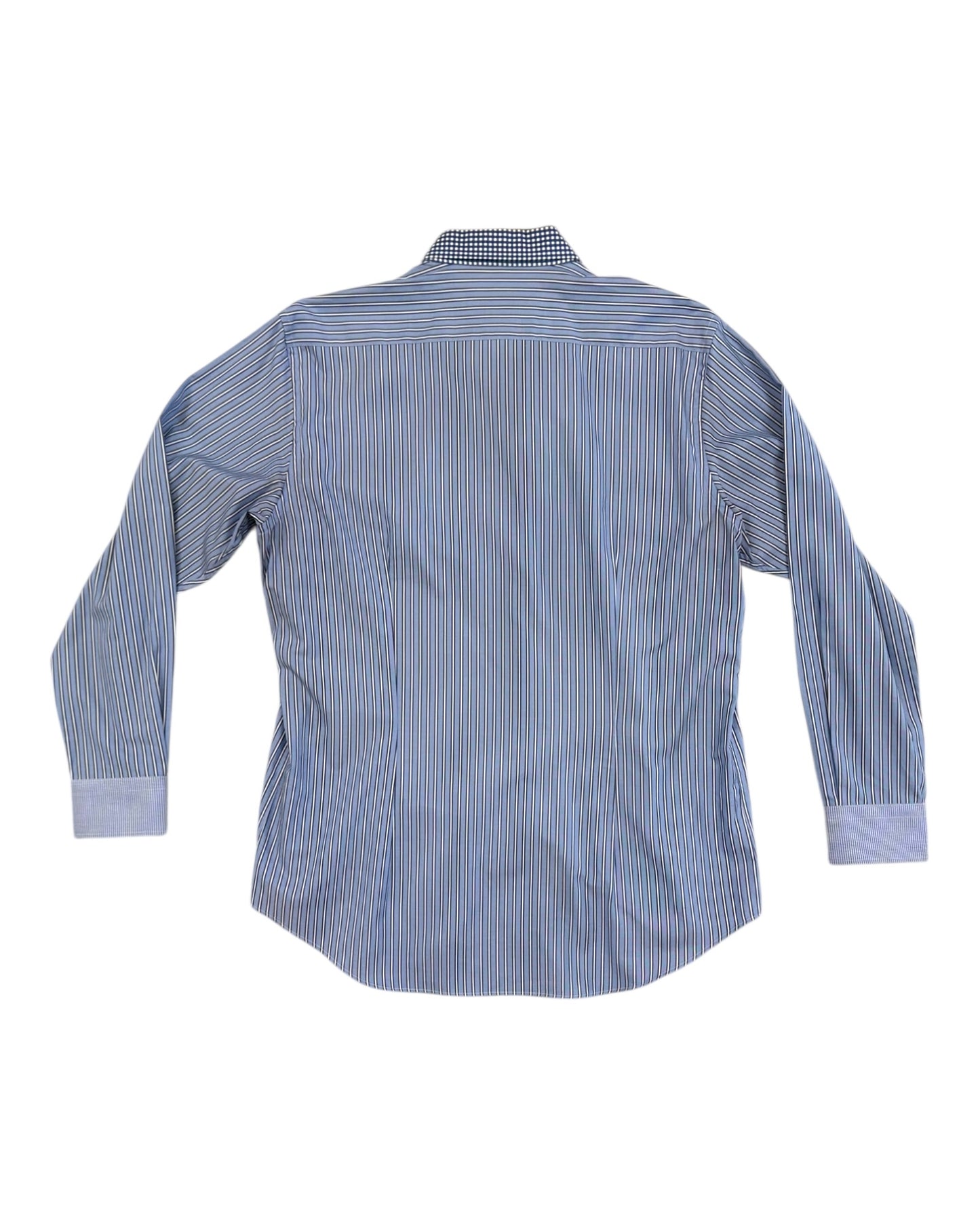 Vintage Etro Blue Stripe and Check Shirt