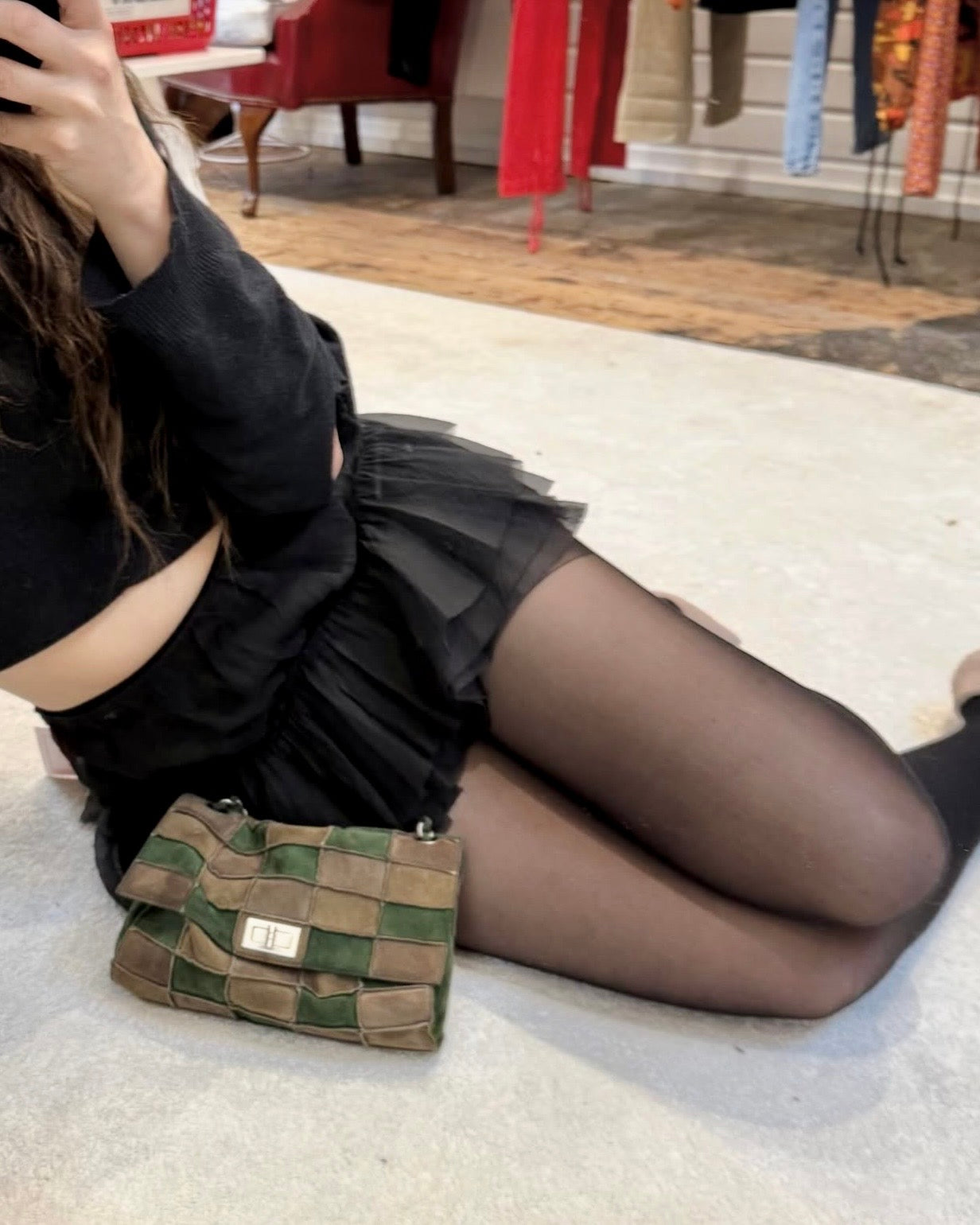 Vintage 2006 Chanel Black Silk Mini Skirt