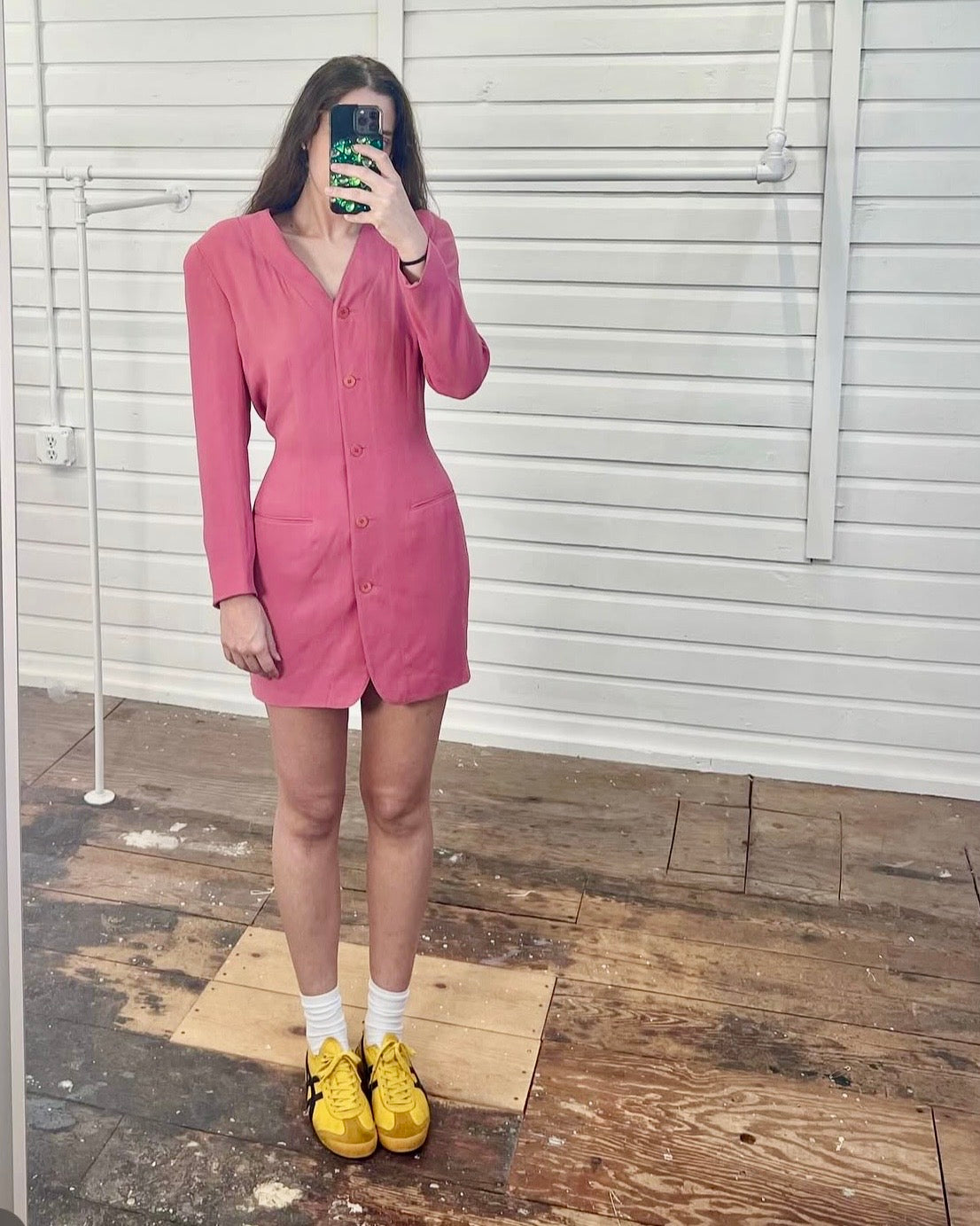Vintage 1980s Calvin Klein Pink Silk Blazer Dress