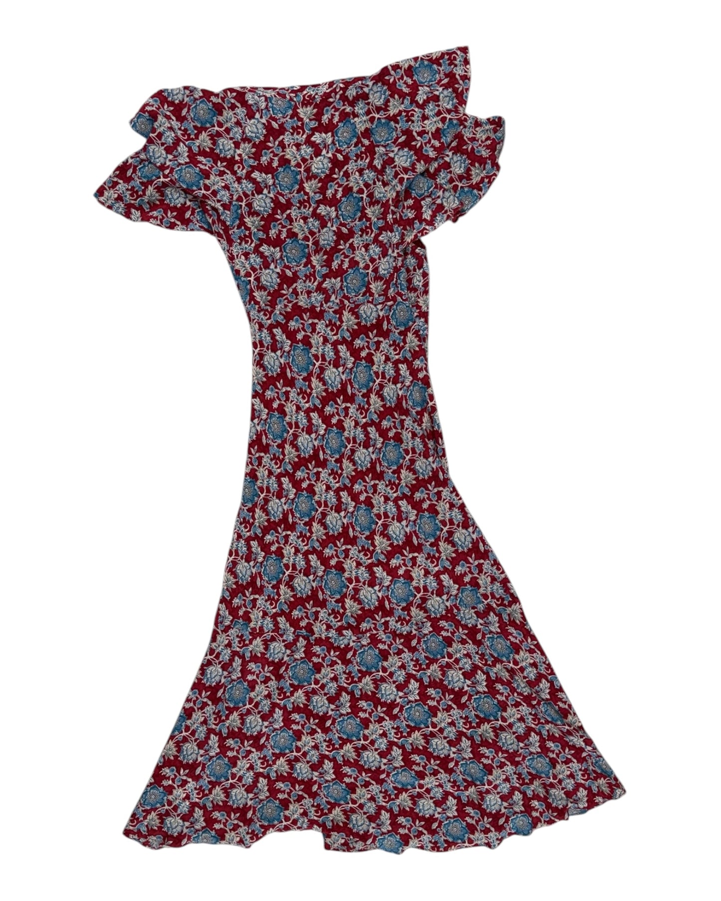 Vintage POLO Ralph Lauren Red Floral Midi Dress