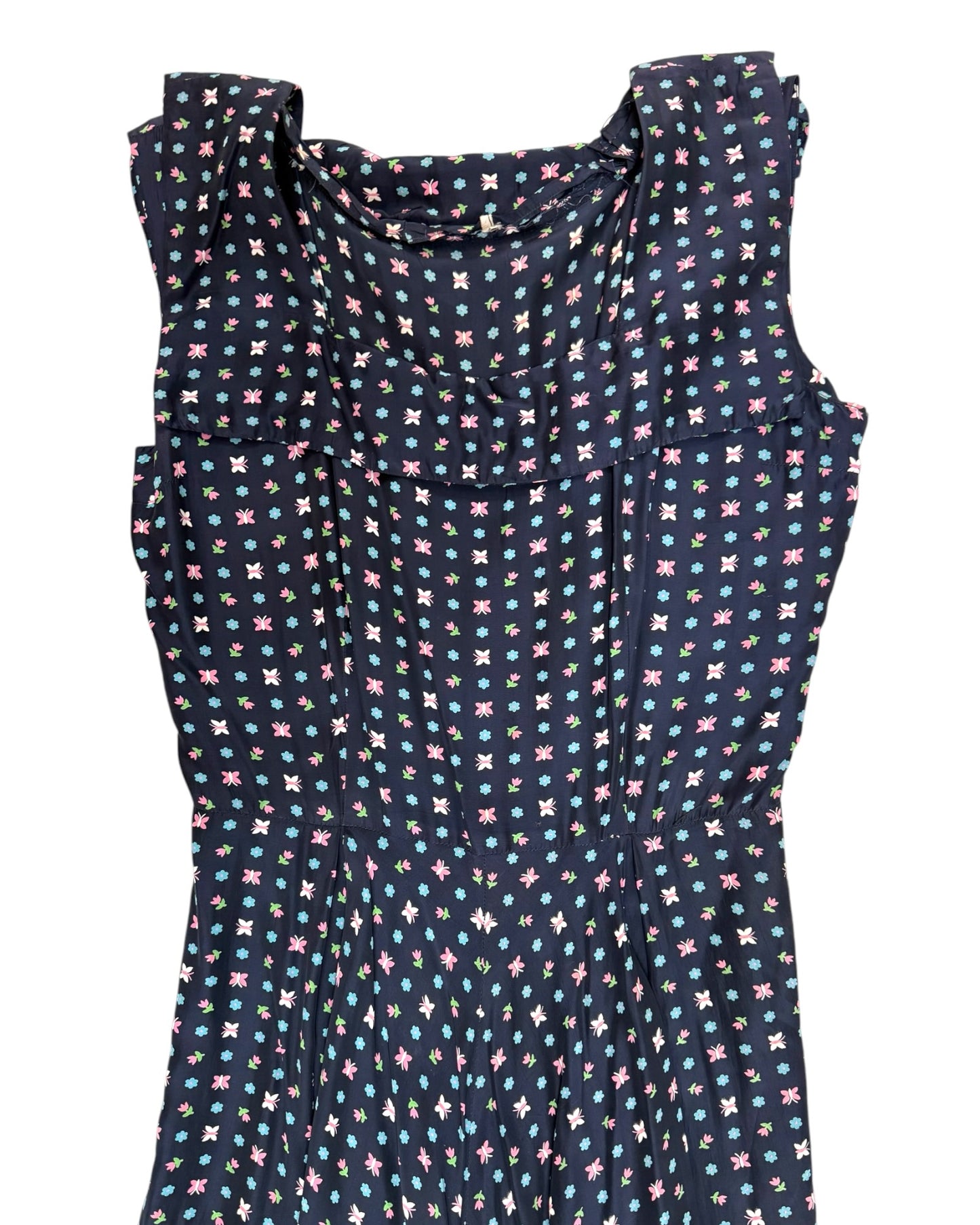 Vintage Navy Butterfly Midi Dress