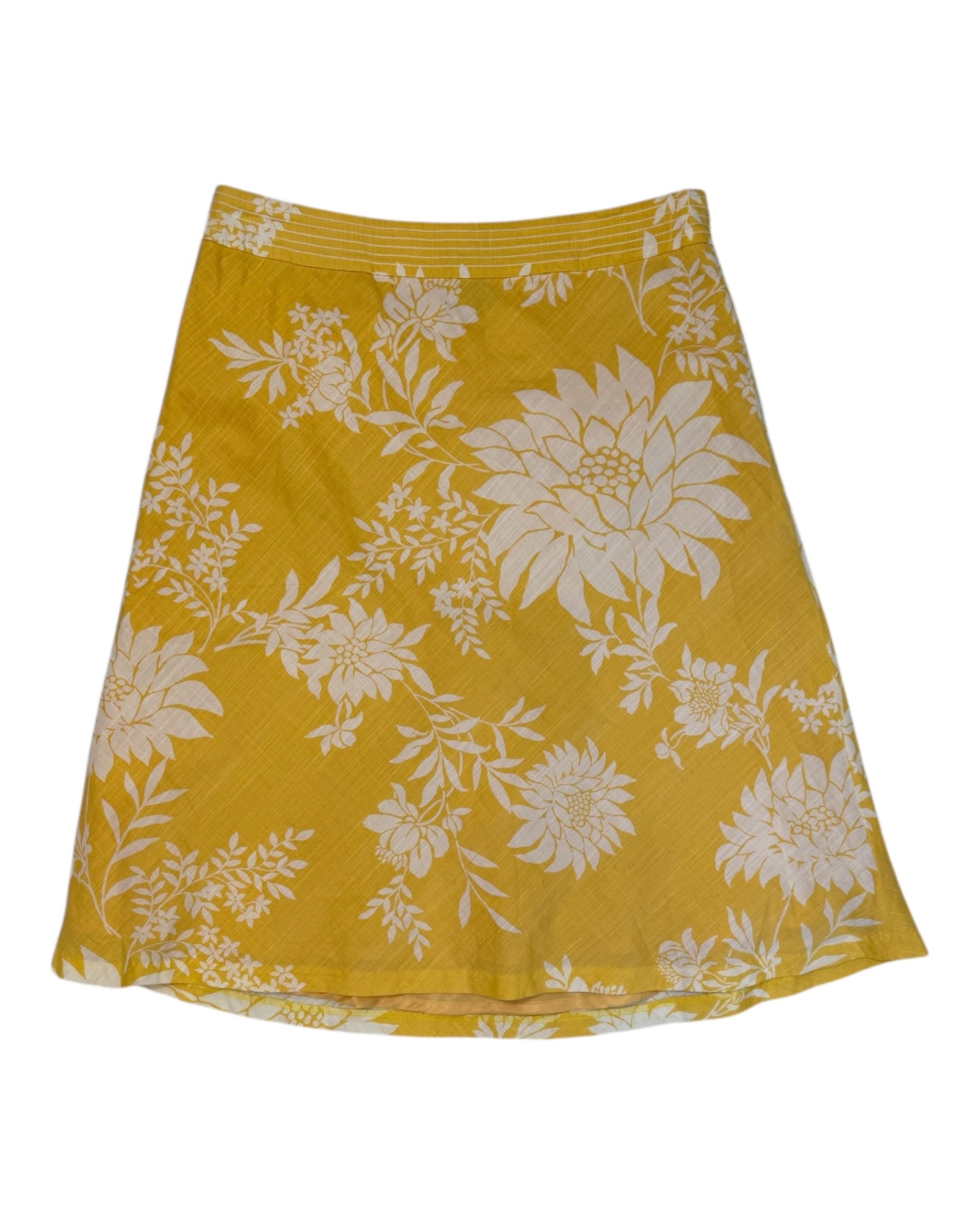 Pre-Loved Yellow Floral Print Knee-Length Skirt