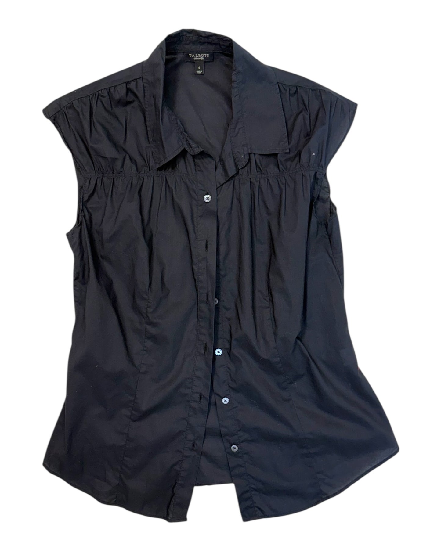 Vintage Talbots Short Sleeve Black Button-Up Blouse