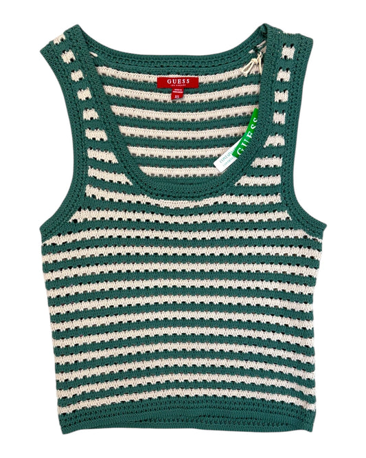 Pre-Loved Guess Green Stripe Knit Tank Top