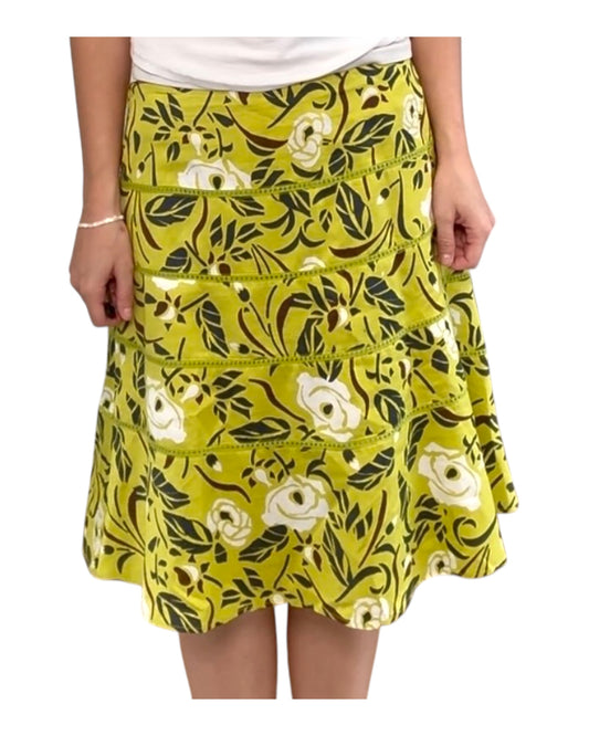 Pre-Loved Green Floral Knee-Length Skirt