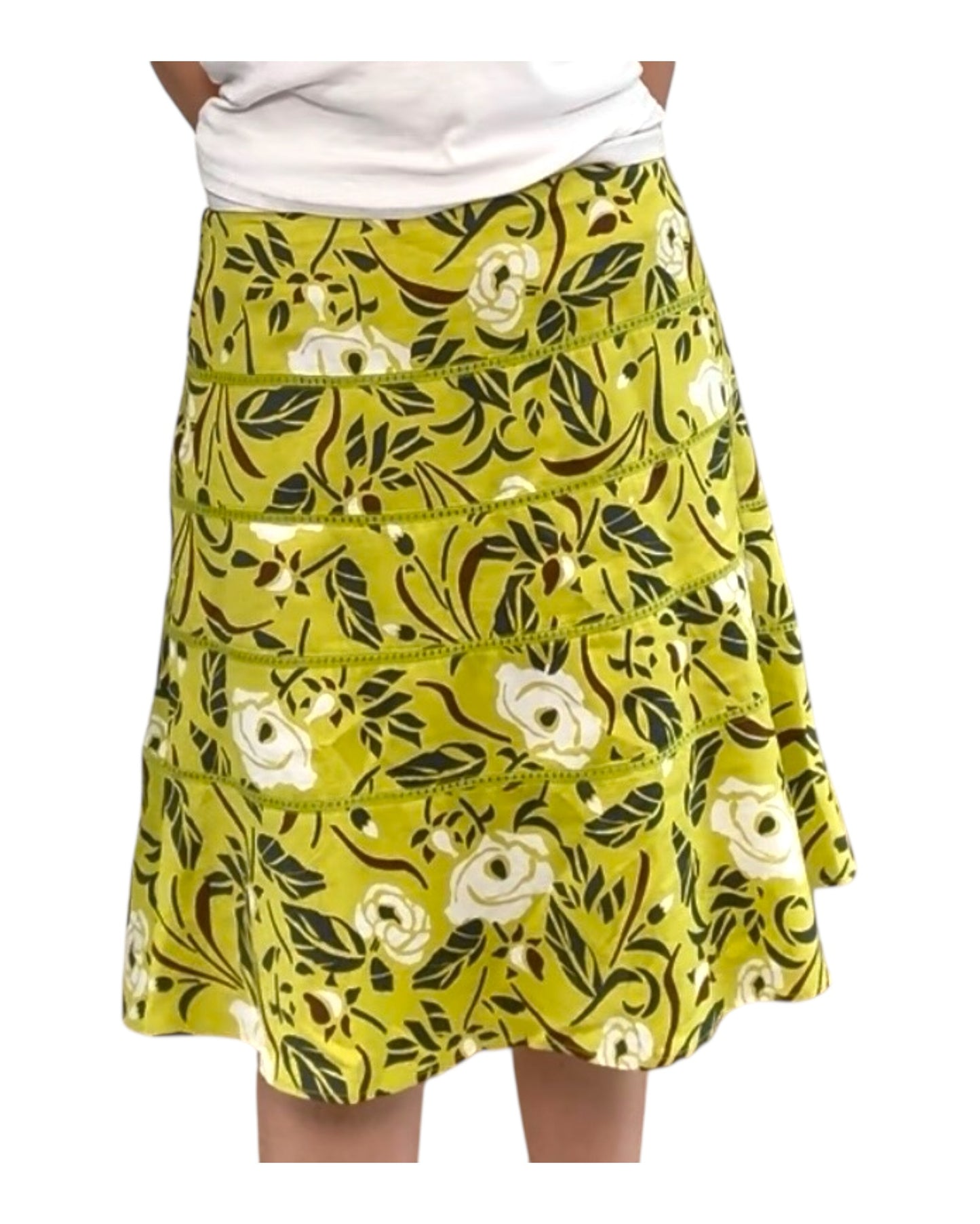 Pre-Loved Green Floral Knee-Length Skirt