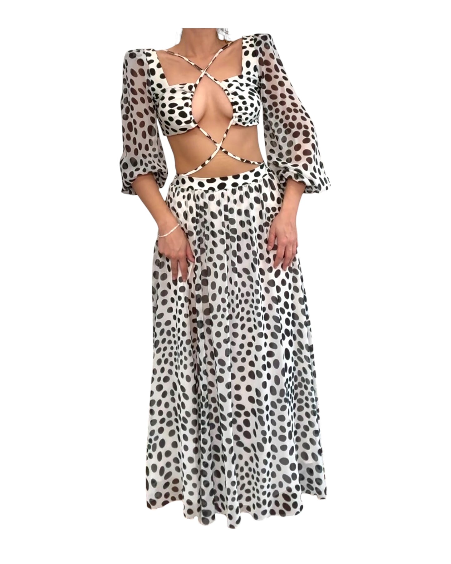 Pre-Loved Pat Bo Polka-Dot Cutout Dress