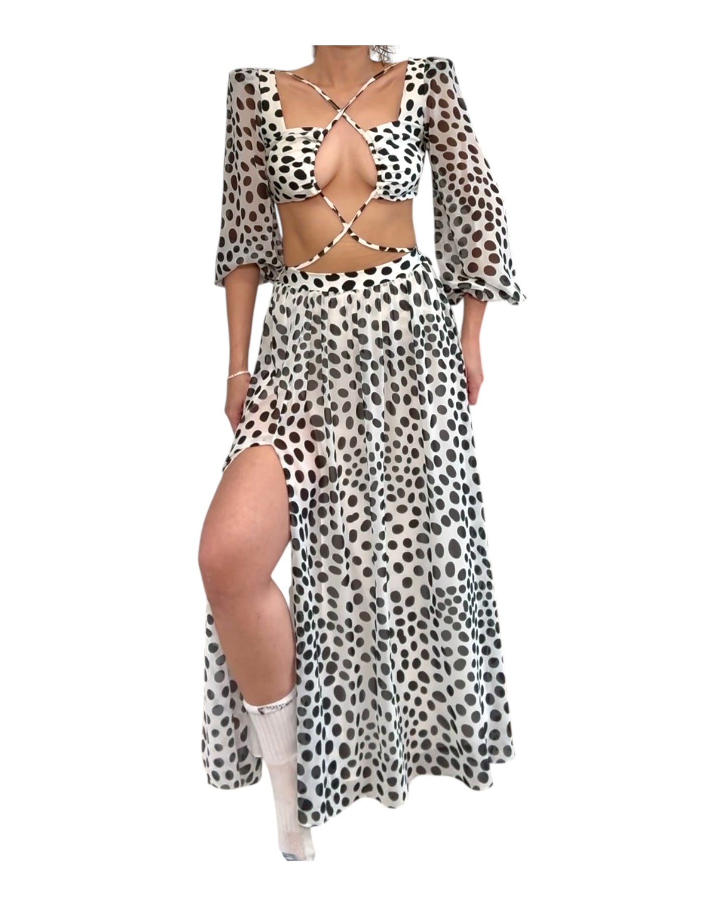 Pre-Loved Pat Bo Polka-Dot Cutout Dress
