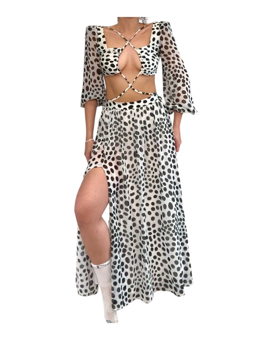 Pre-Loved Pat Bo Polka-Dot Cutout Dress