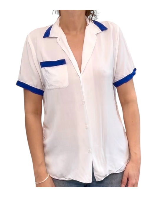Vintage Blue and White Bowling Shirt