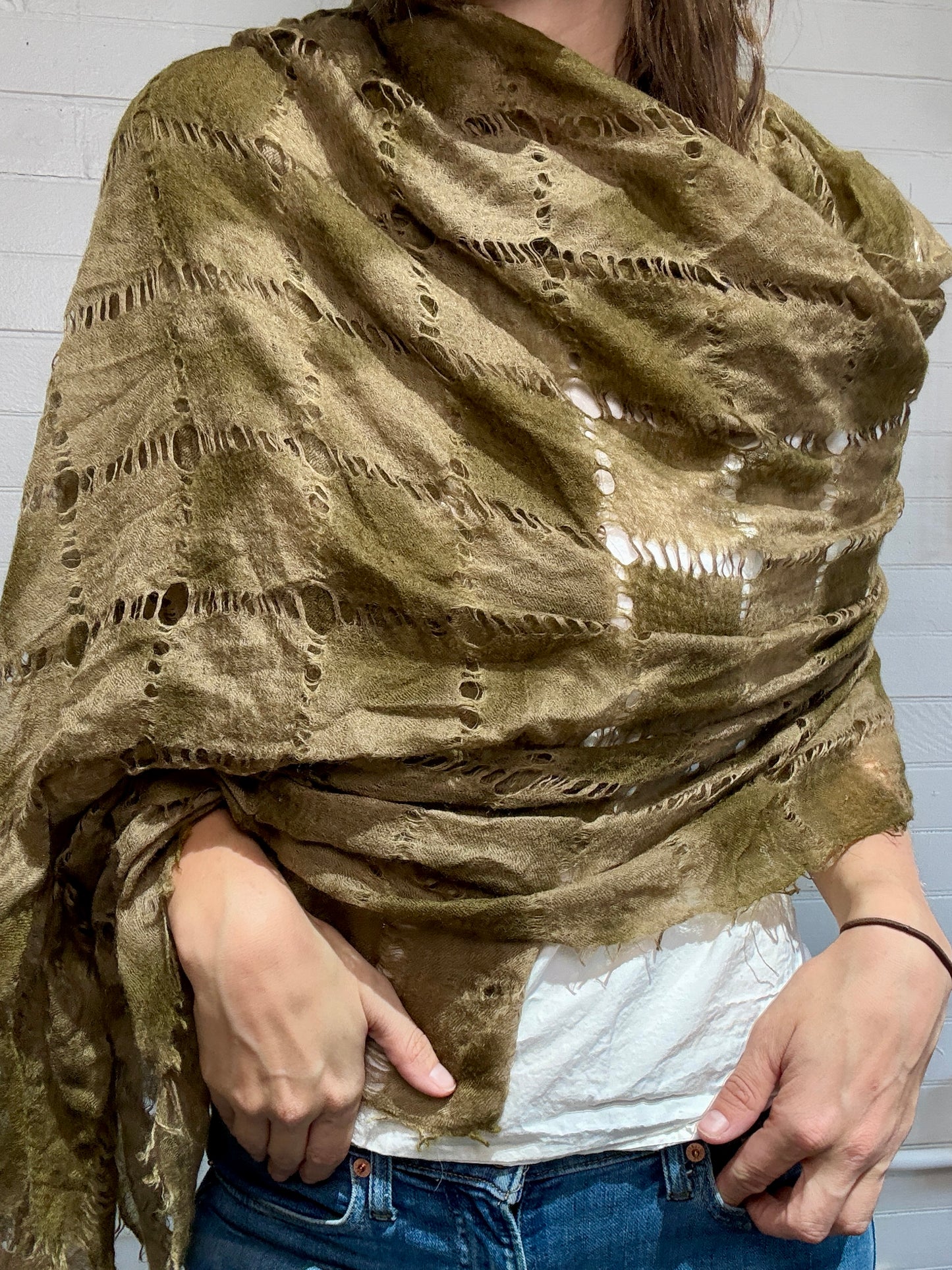 Pre-Loved Green Cashmere Shawl
