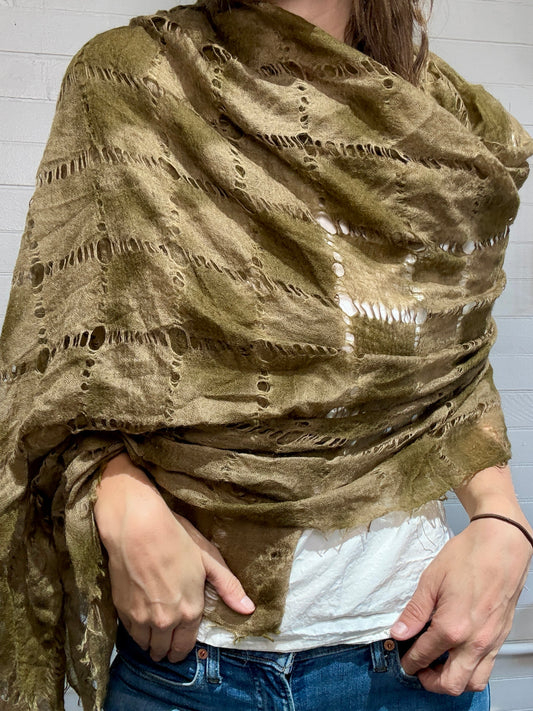 Pre-Loved Green Cashmere Shawl