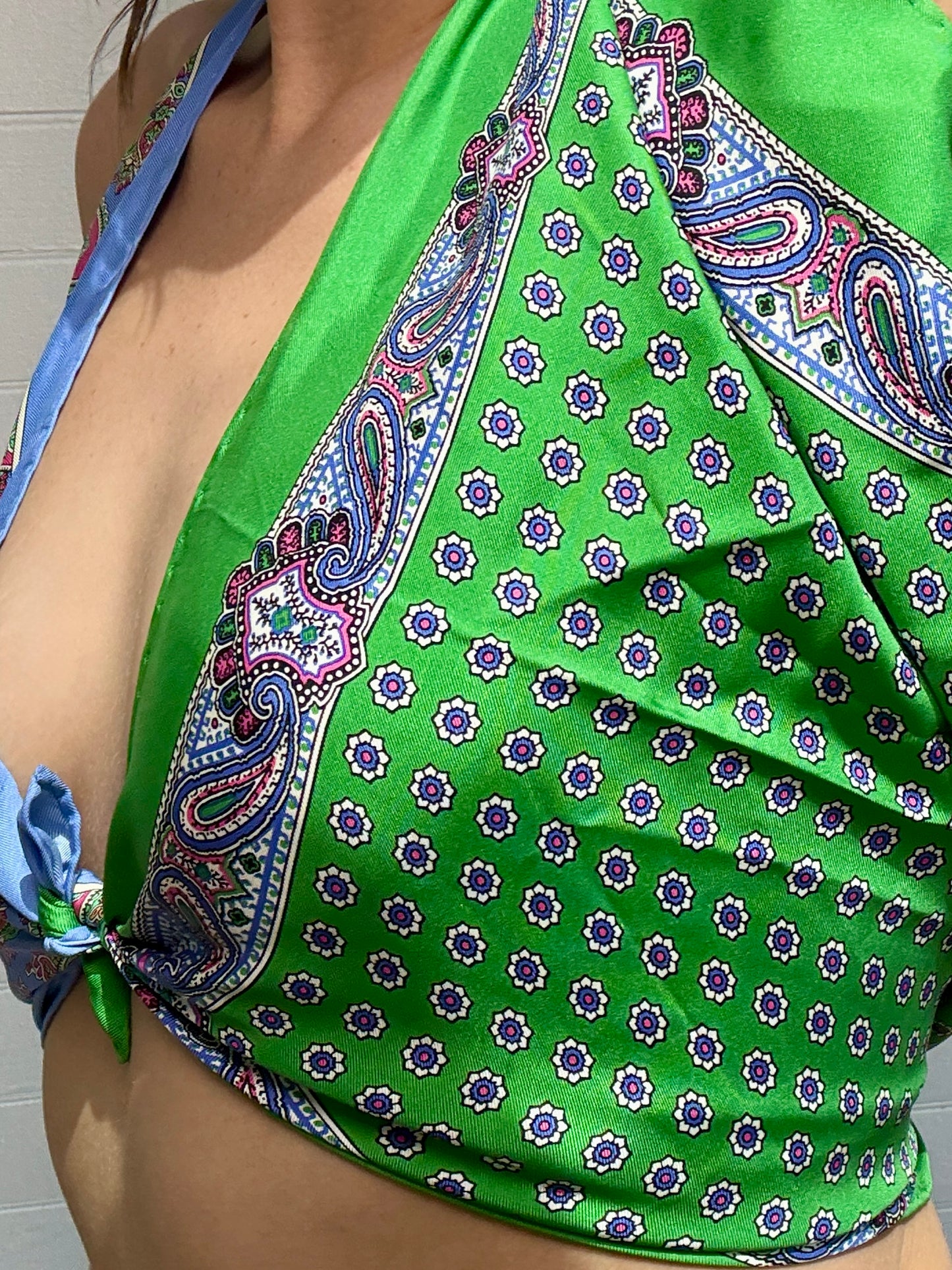 Vintage POLO Ralph Lauren Green Silk Scarf