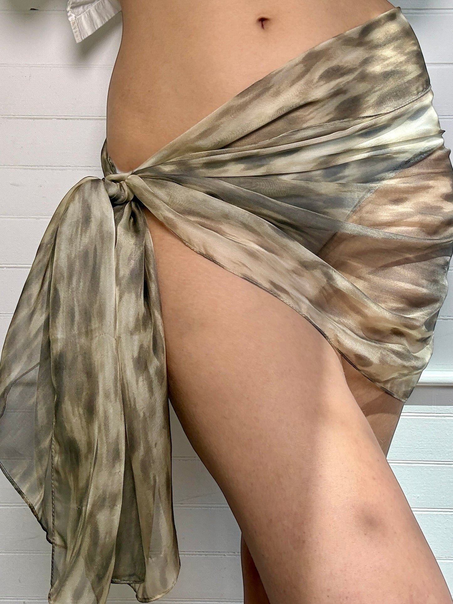 Vintage Sheer Leopard Print Silk Skinny Scarf