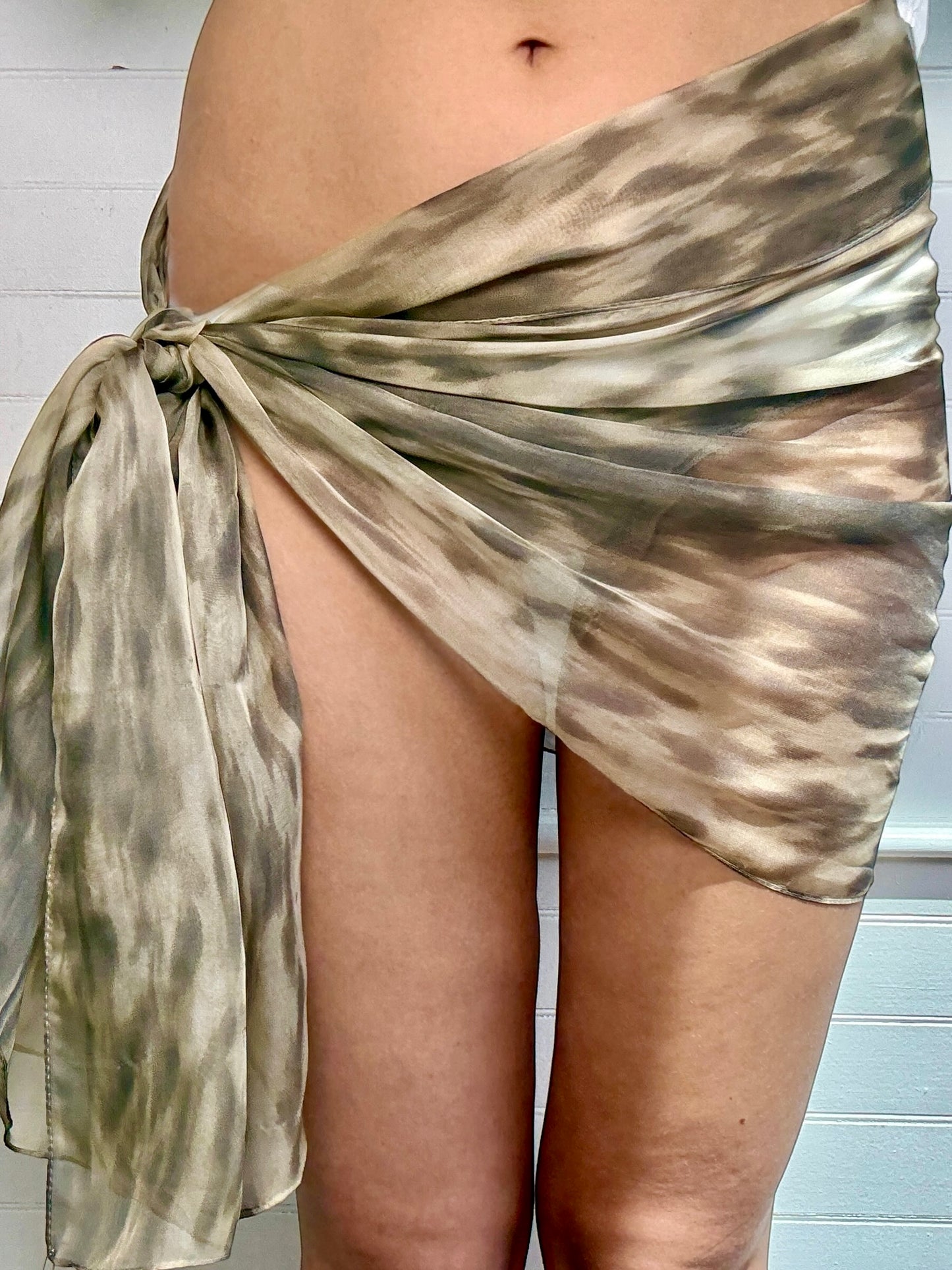 Vintage Sheer Leopard Print Silk Skinny Scarf