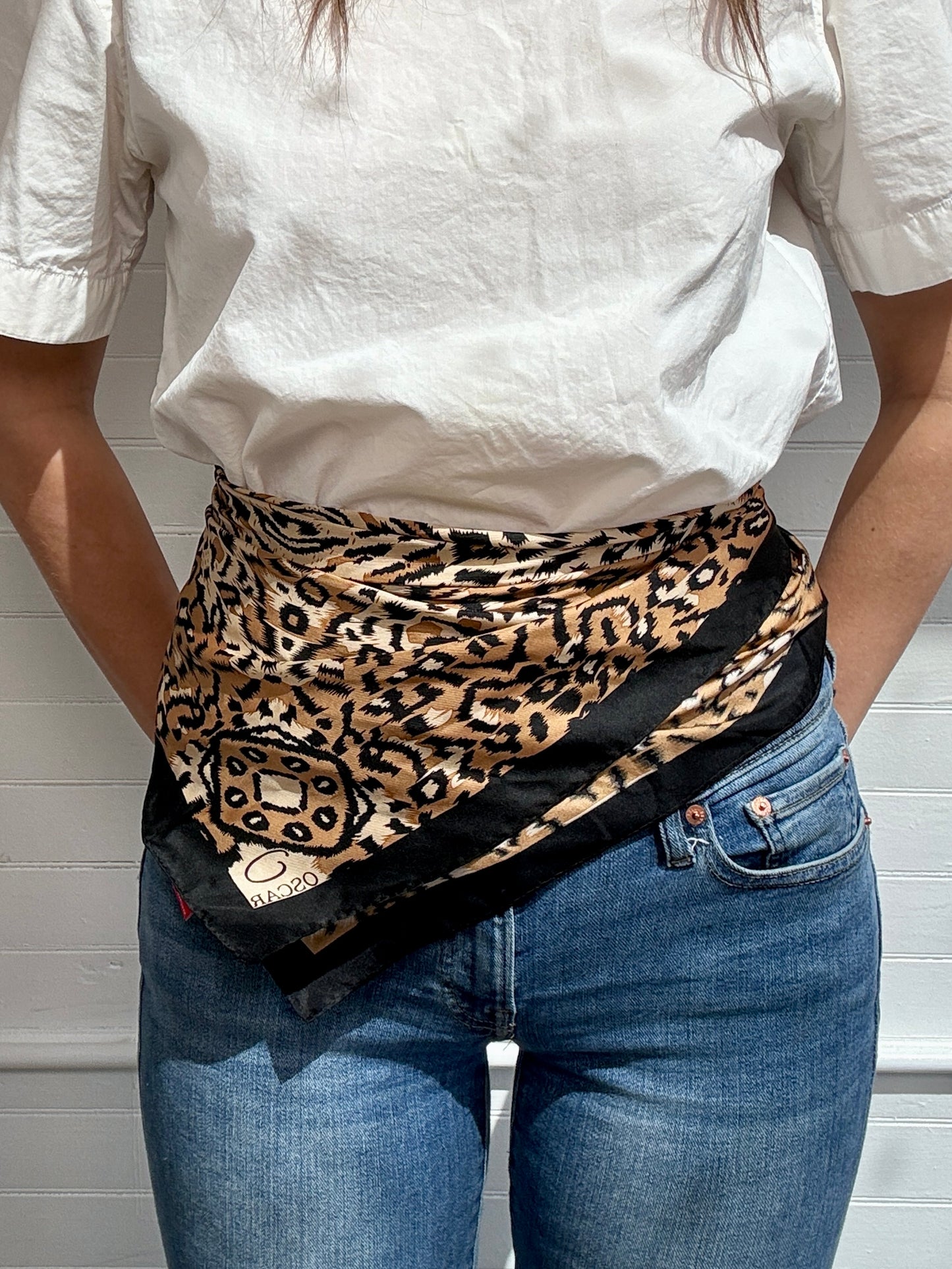 Vintage Oscar De La Renta Animal Print Silk Scarf