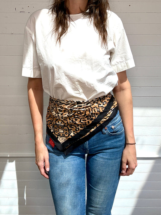 Vintage Oscar De La Renta Animal Print Silk Scarf