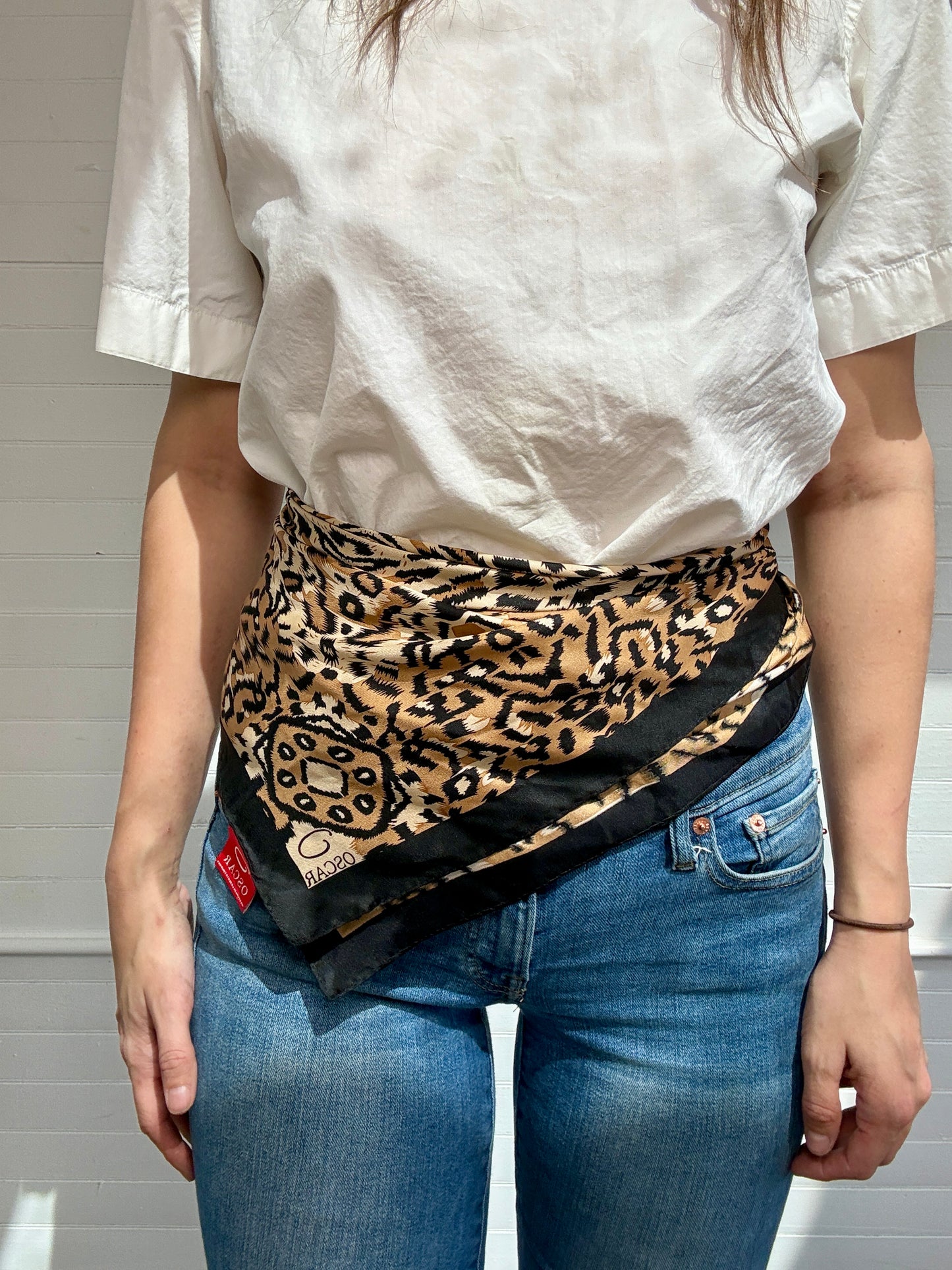 Vintage Oscar De La Renta Animal Print Silk Scarf