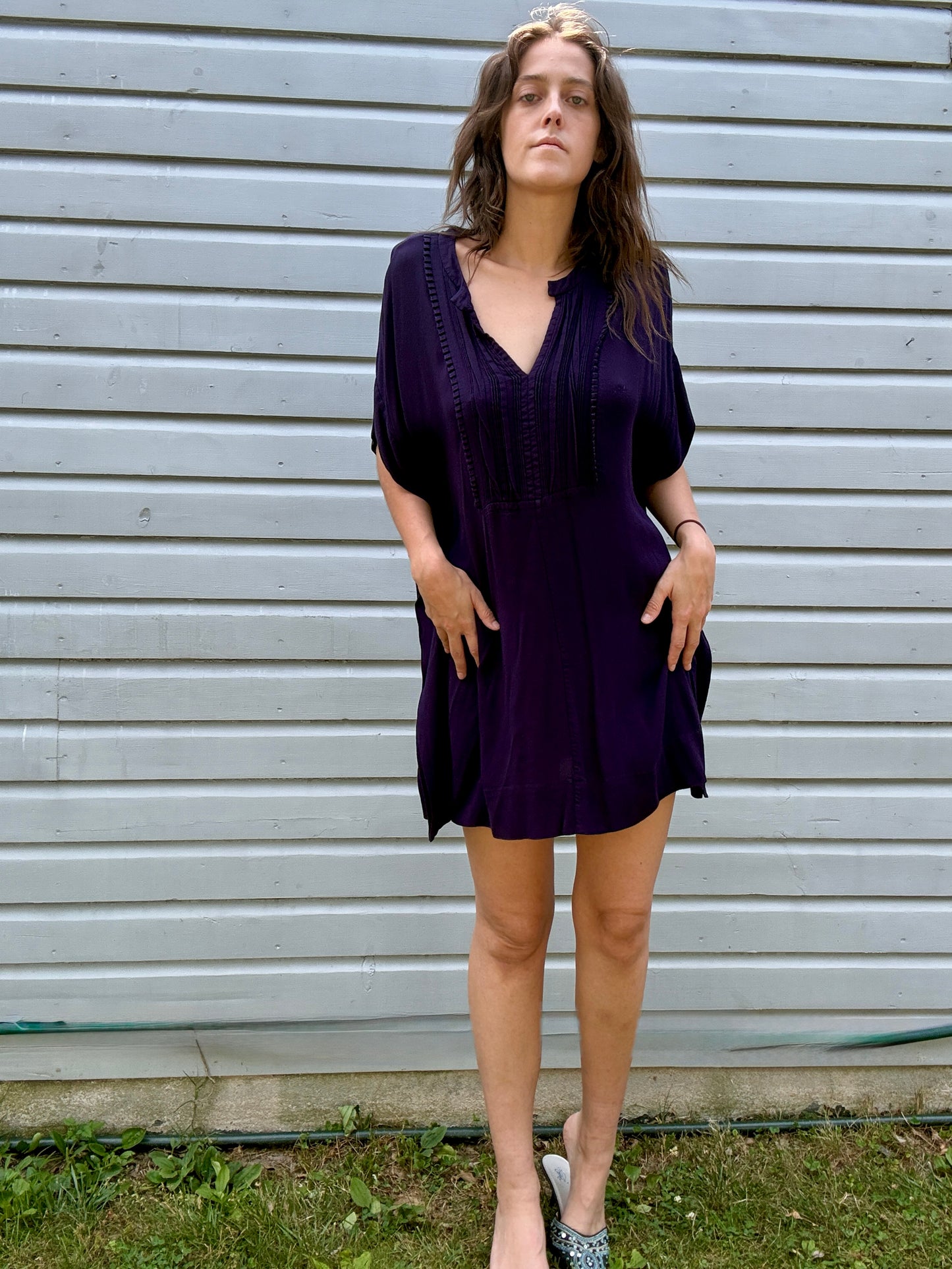 Vintage Diane Von Furstenberg Purple Short Kaftan Dress