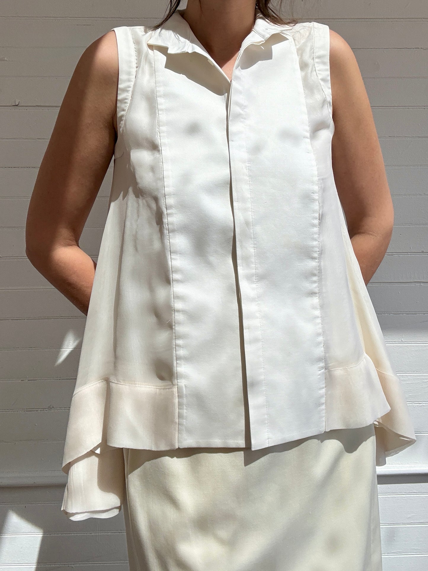Vintage Brunello Cucinelli White Sleeveless Blouse