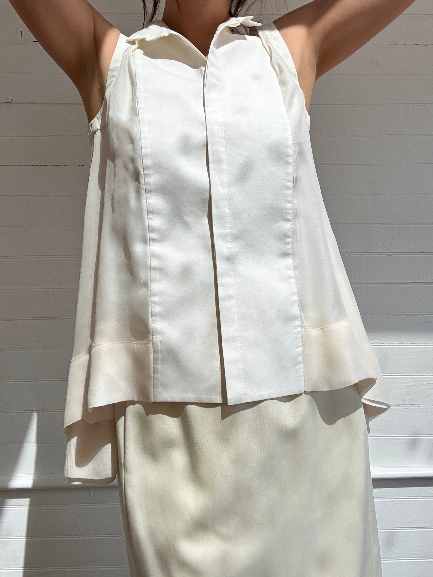 Vintage Brunello Cucinelli White Sleeveless Blouse