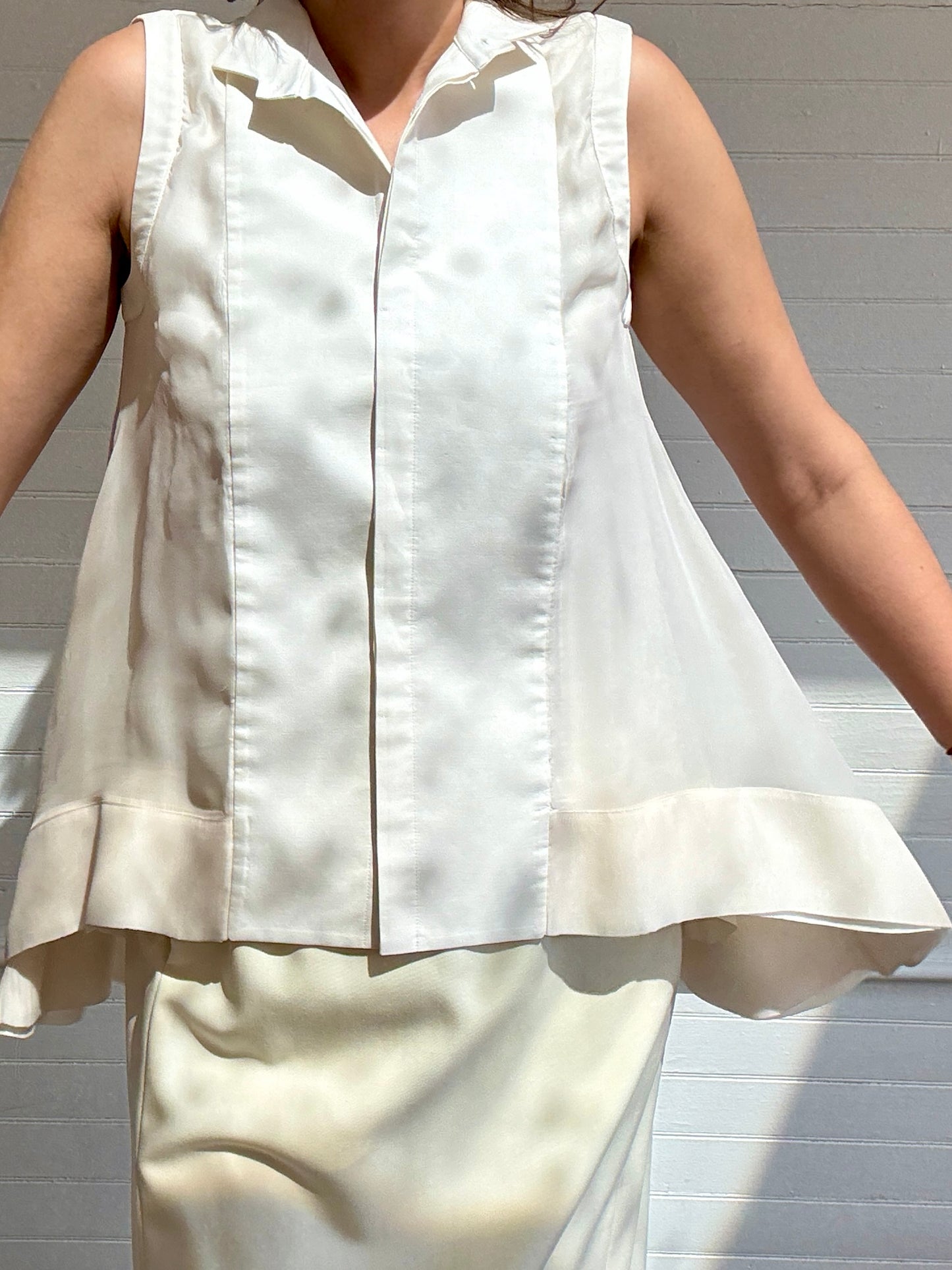 Vintage Brunello Cucinelli White Sleeveless Blouse