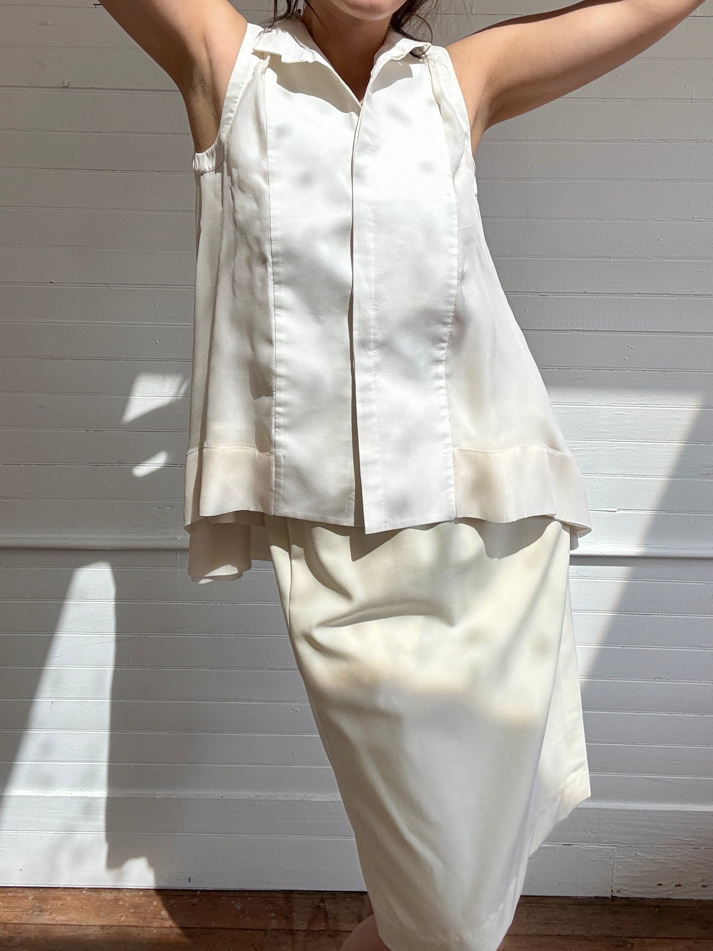 Vintage Brunello Cucinelli White Sleeveless Blouse