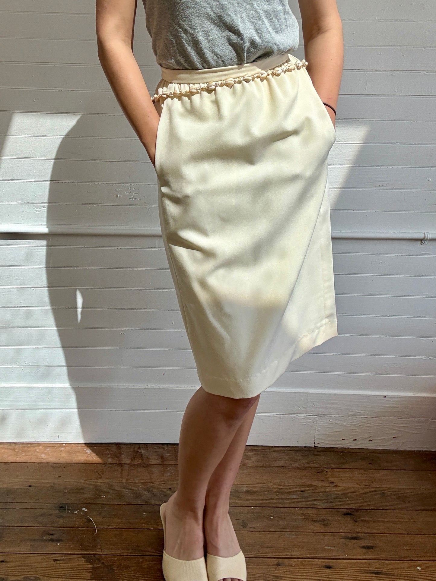Vintage Halston Pale Yellow Knee-Length Skirt