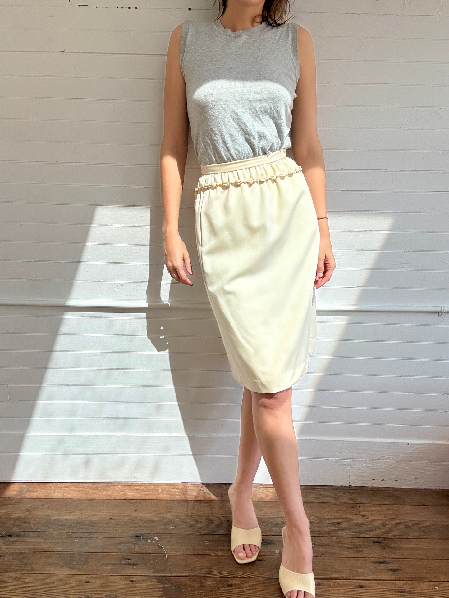 Vintage Halston Pale Yellow Knee-Length Skirt