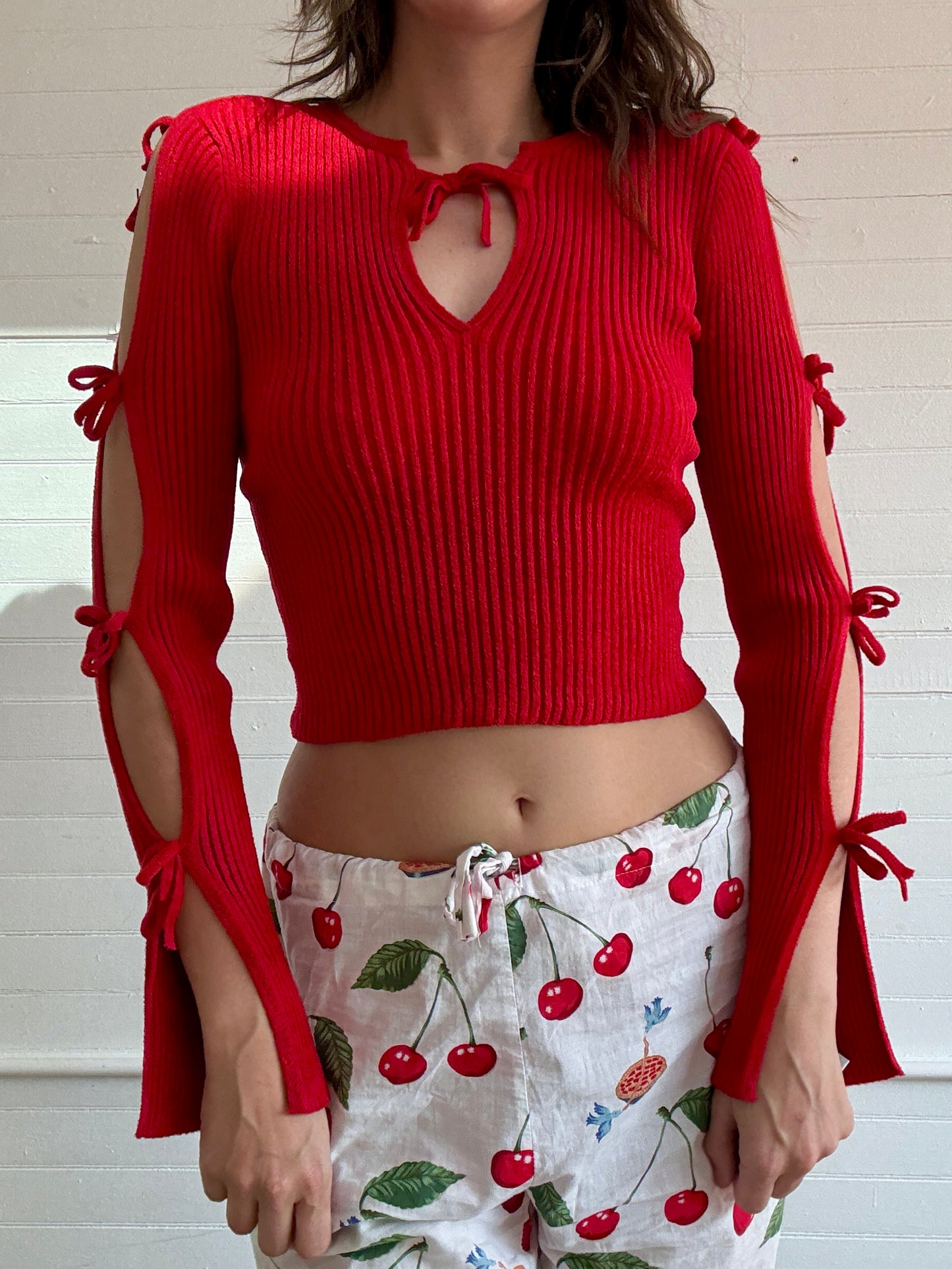 Pre-Loved Bottega Veneta Red Knit Crop Top