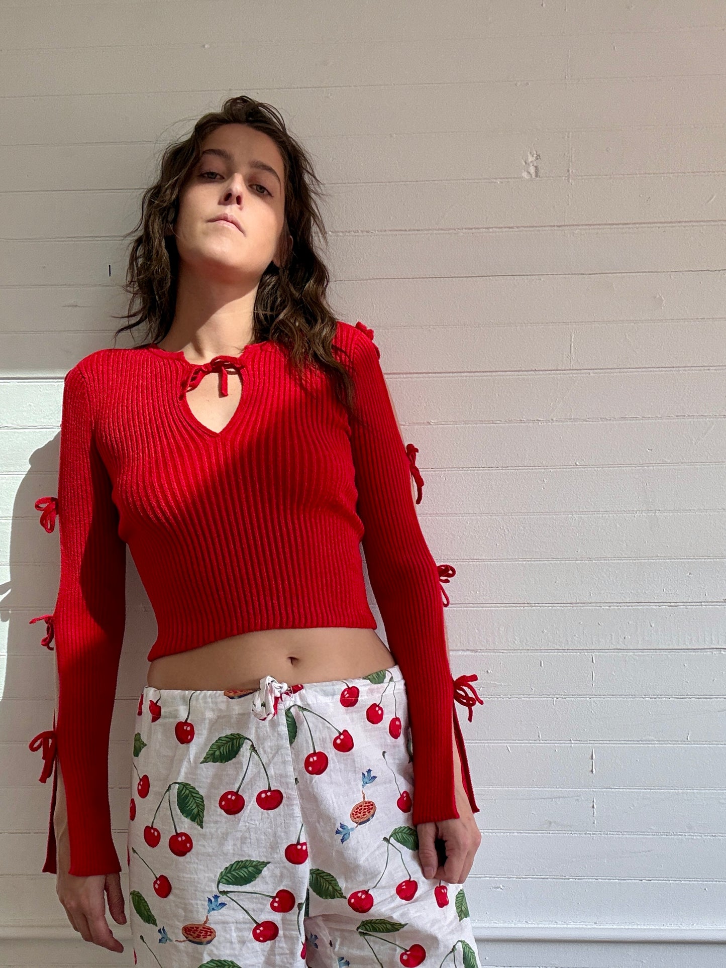 Pre-Loved Bottega Veneta Red Knit Crop Top