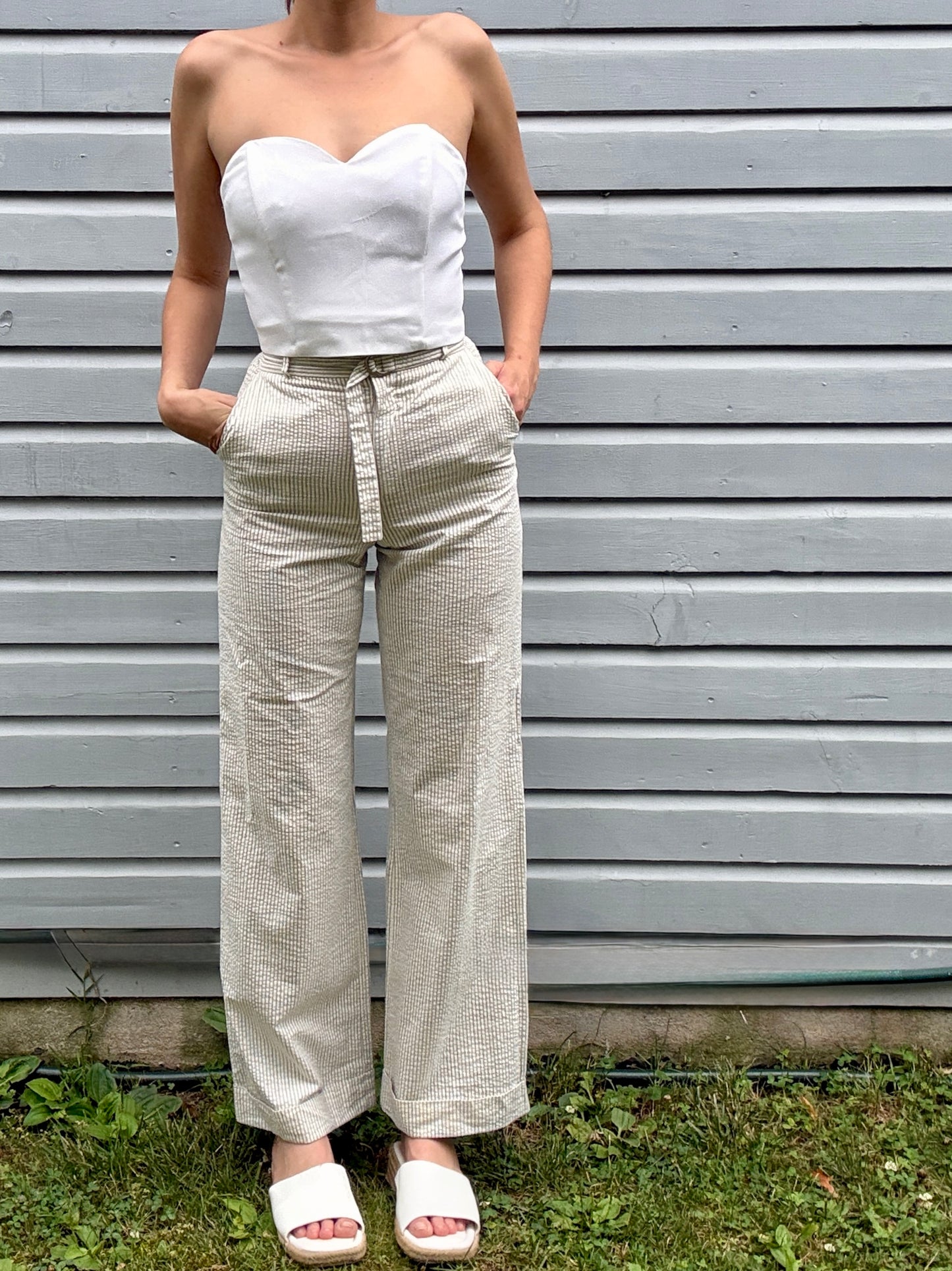 Vintage Seersucker Stripe Trousers