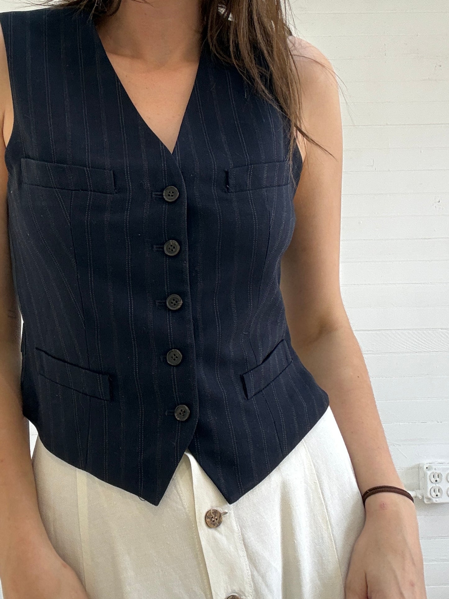 Vintage Ralph Lauren Navy Blue Stripe Vest