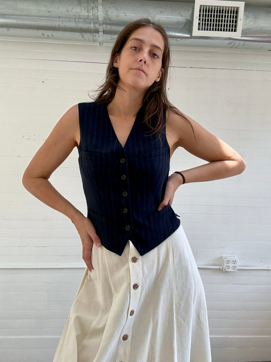 Vintage Ralph Lauren Navy Blue Stripe Vest