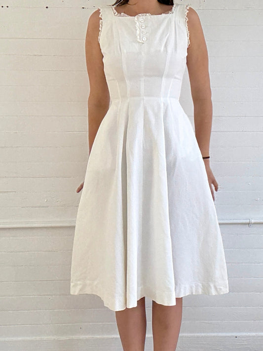 Vintage 1950's Anne Fogarty Cotton A-Line Midi Dress